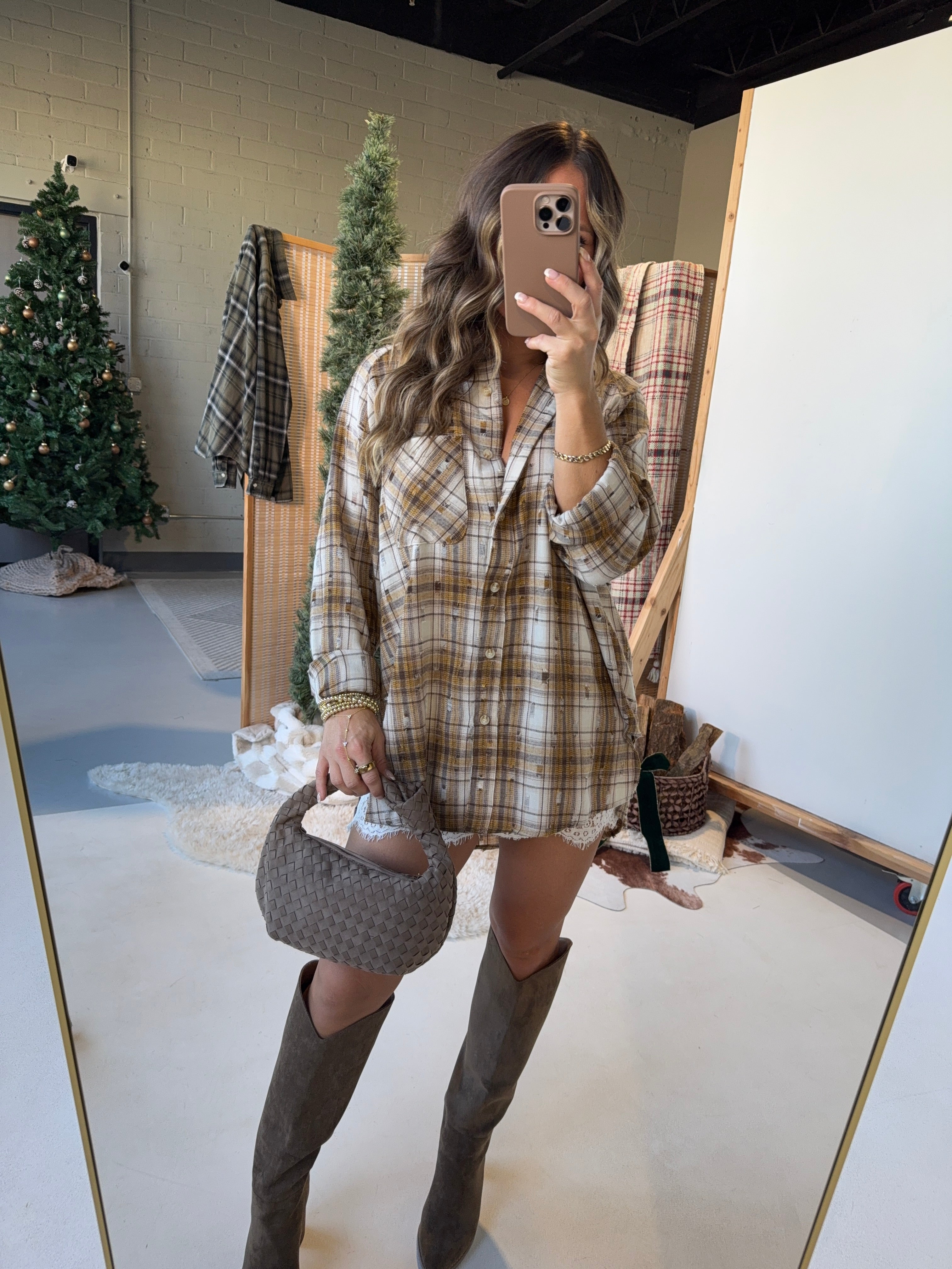 Harvest Haute Distressed Button Up Brown