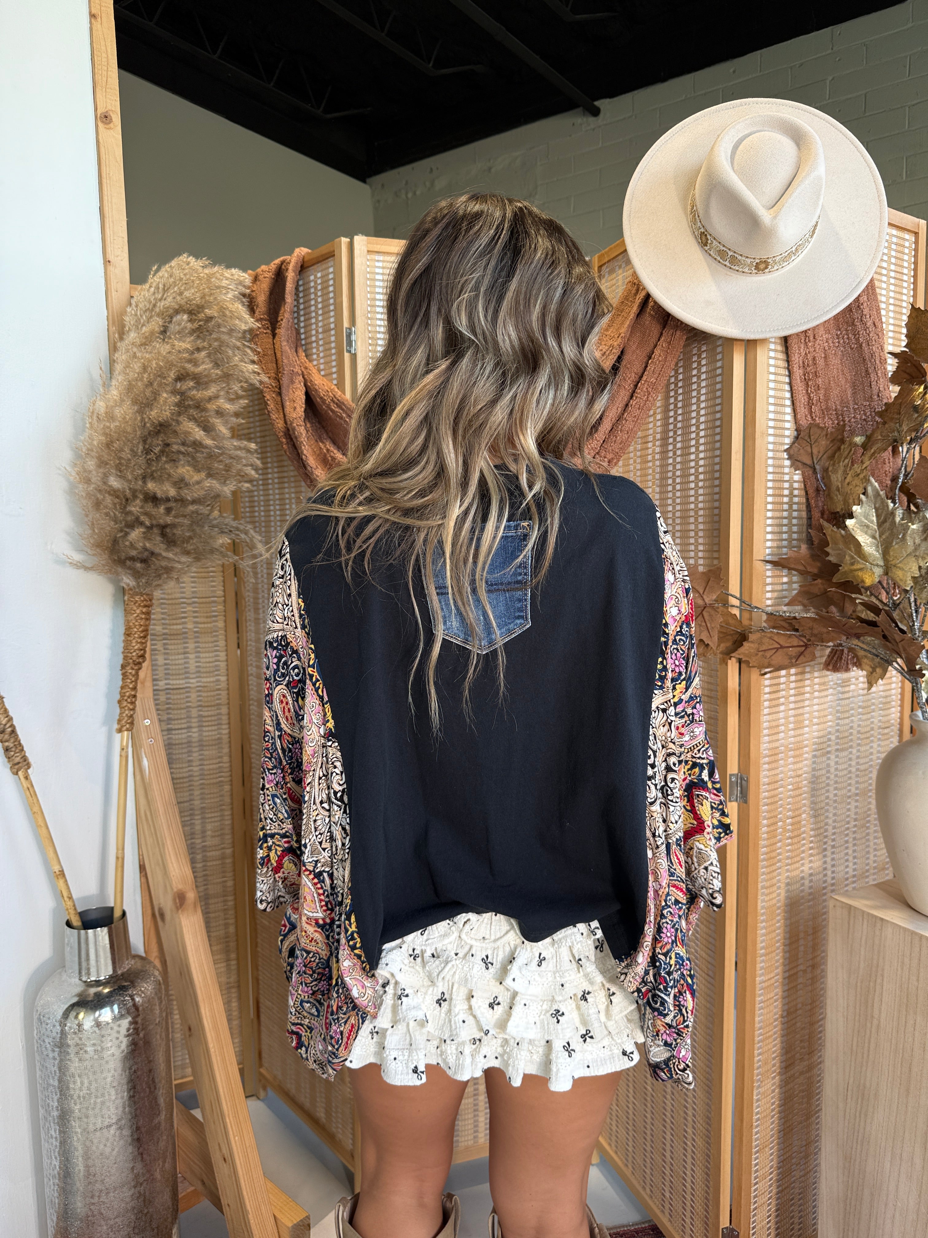 Willie Nelson Mix & Match Tee Black Floral
