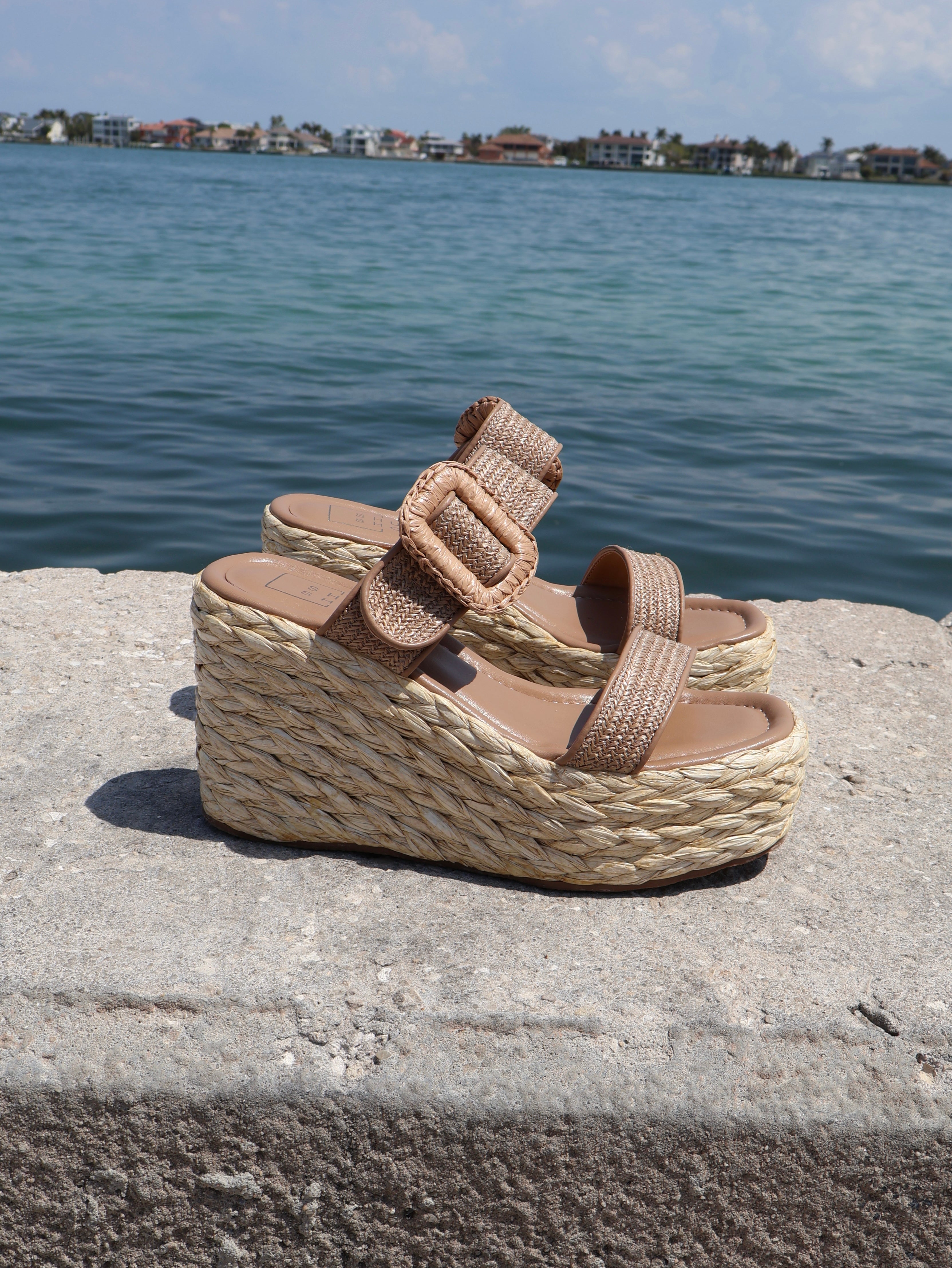 Leena Buckle Wedges Natural