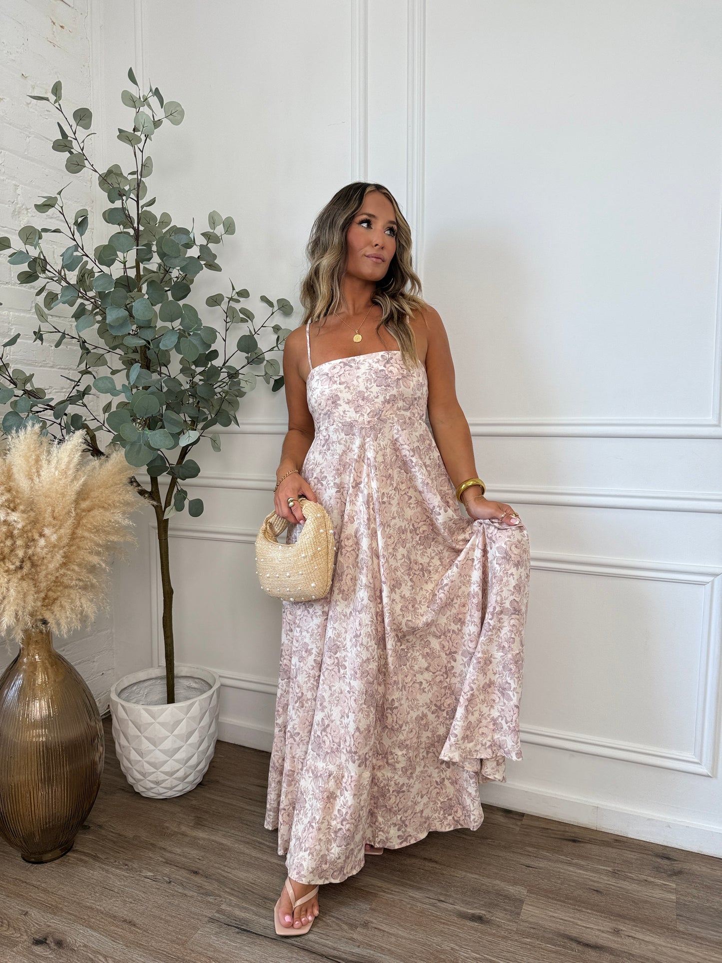 Bloom For You Floral Maxi Dress Light Blush