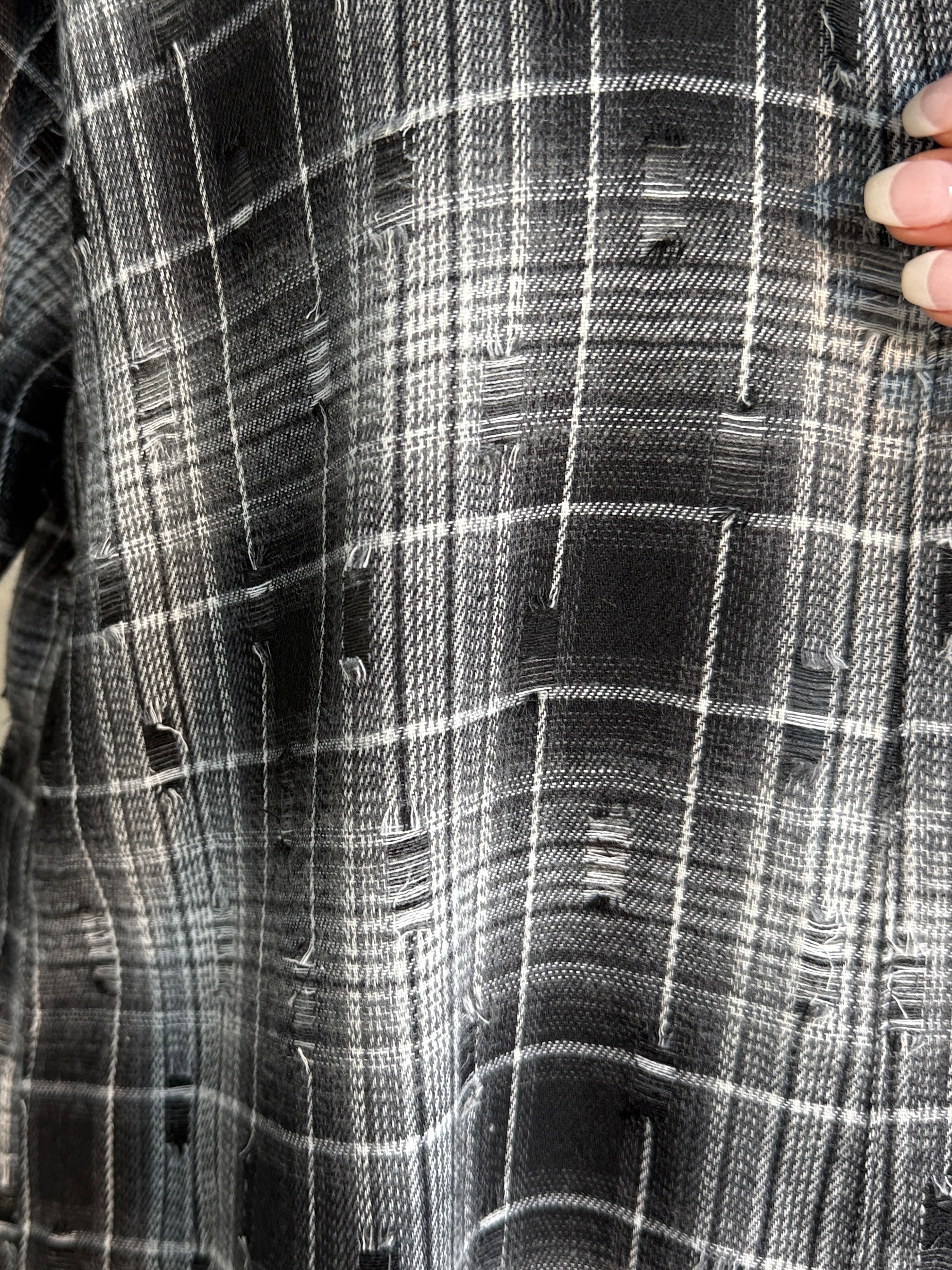 Harvest Haute Distressed Button Up Black