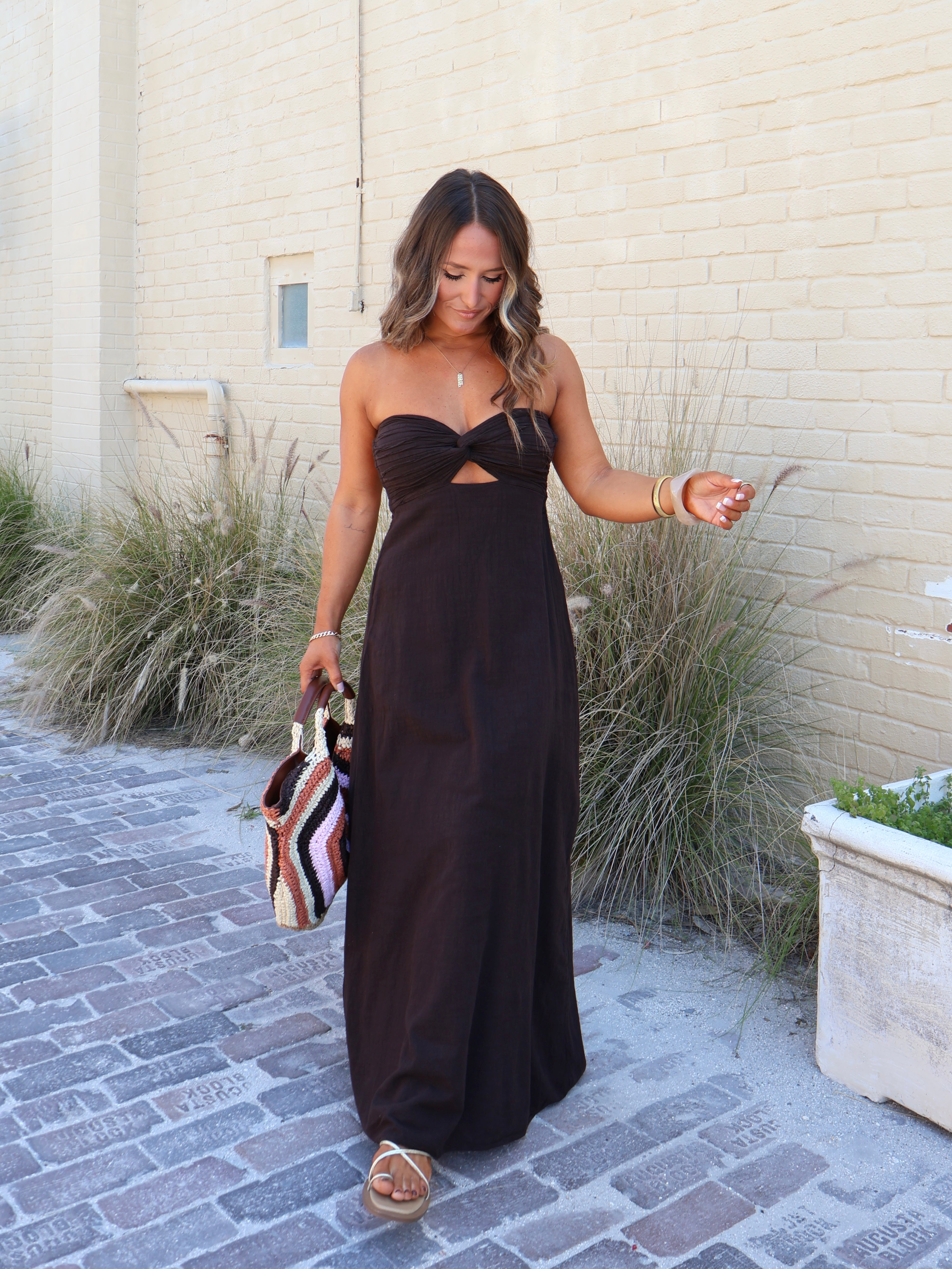 Eleanor Strapless Maxi Dress Espresso