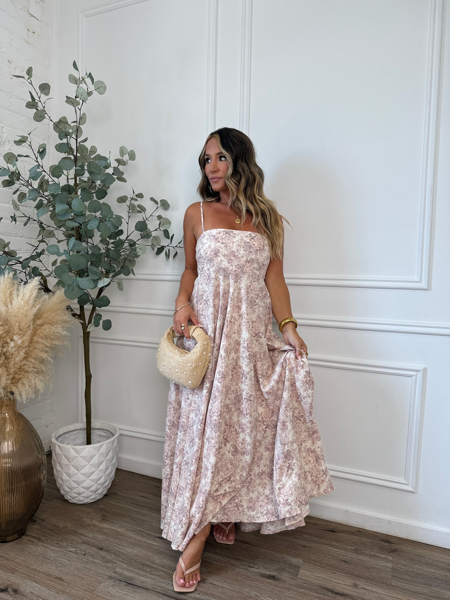 Bloom For You Floral Maxi Dress Light Blush