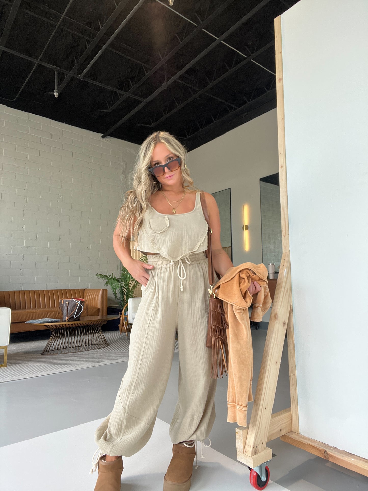 Taupe Never Ever Boho Gauze Set