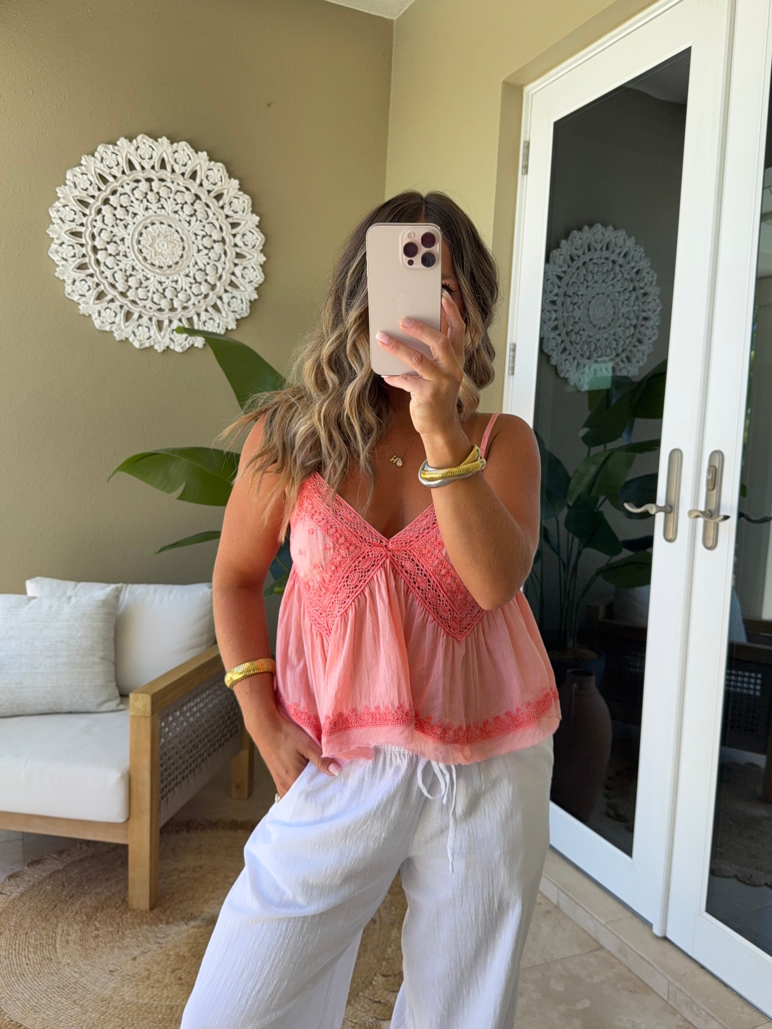 Born Free Gauze Tank Peach Rose