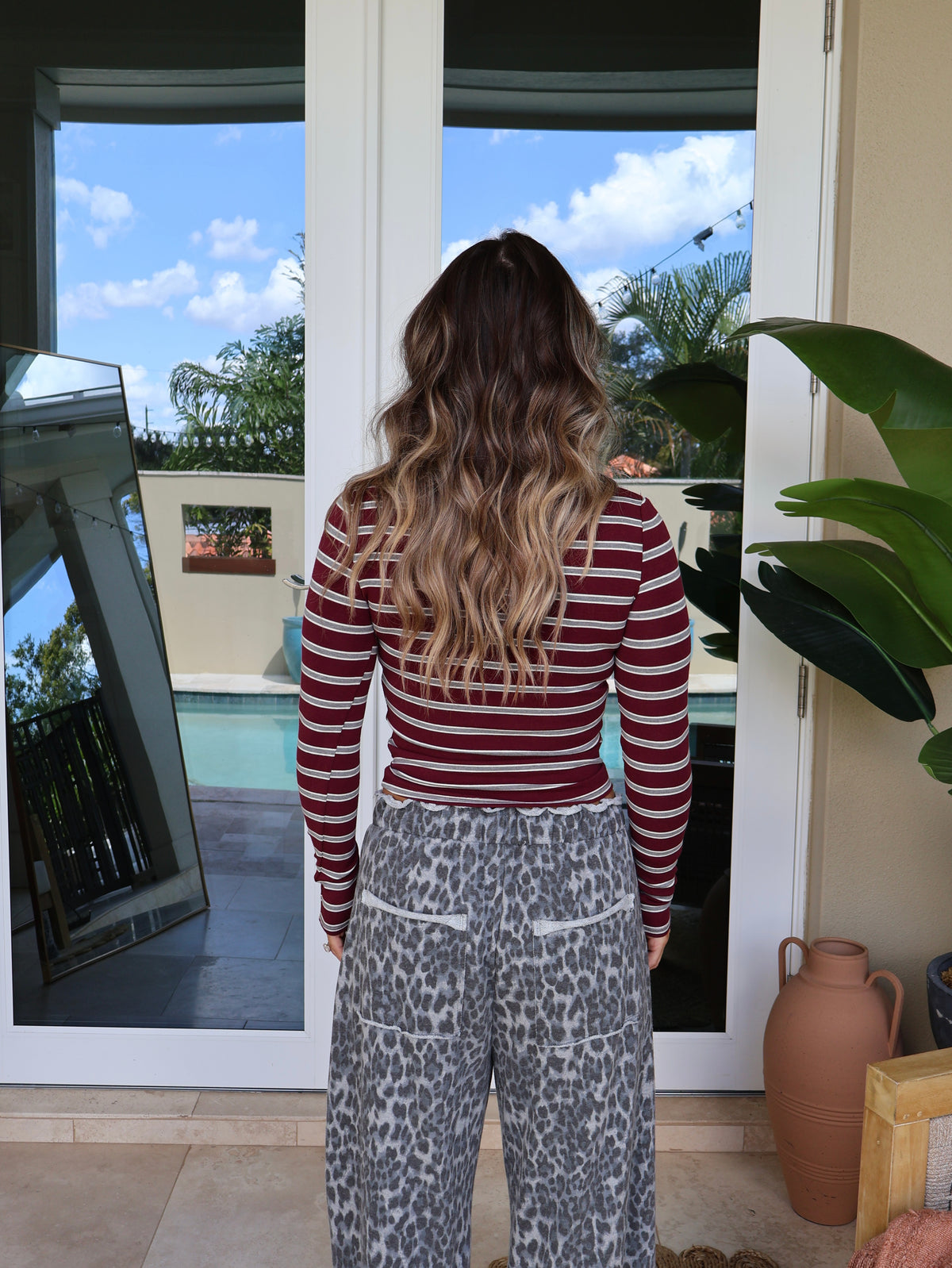 Bonfire Nights Long Sleeve Burgundy Multi