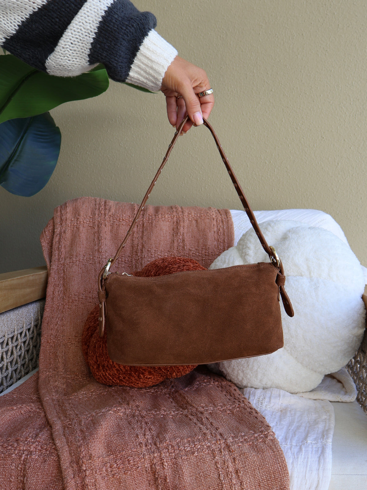 Scarlett Suede Studded Bag Camel