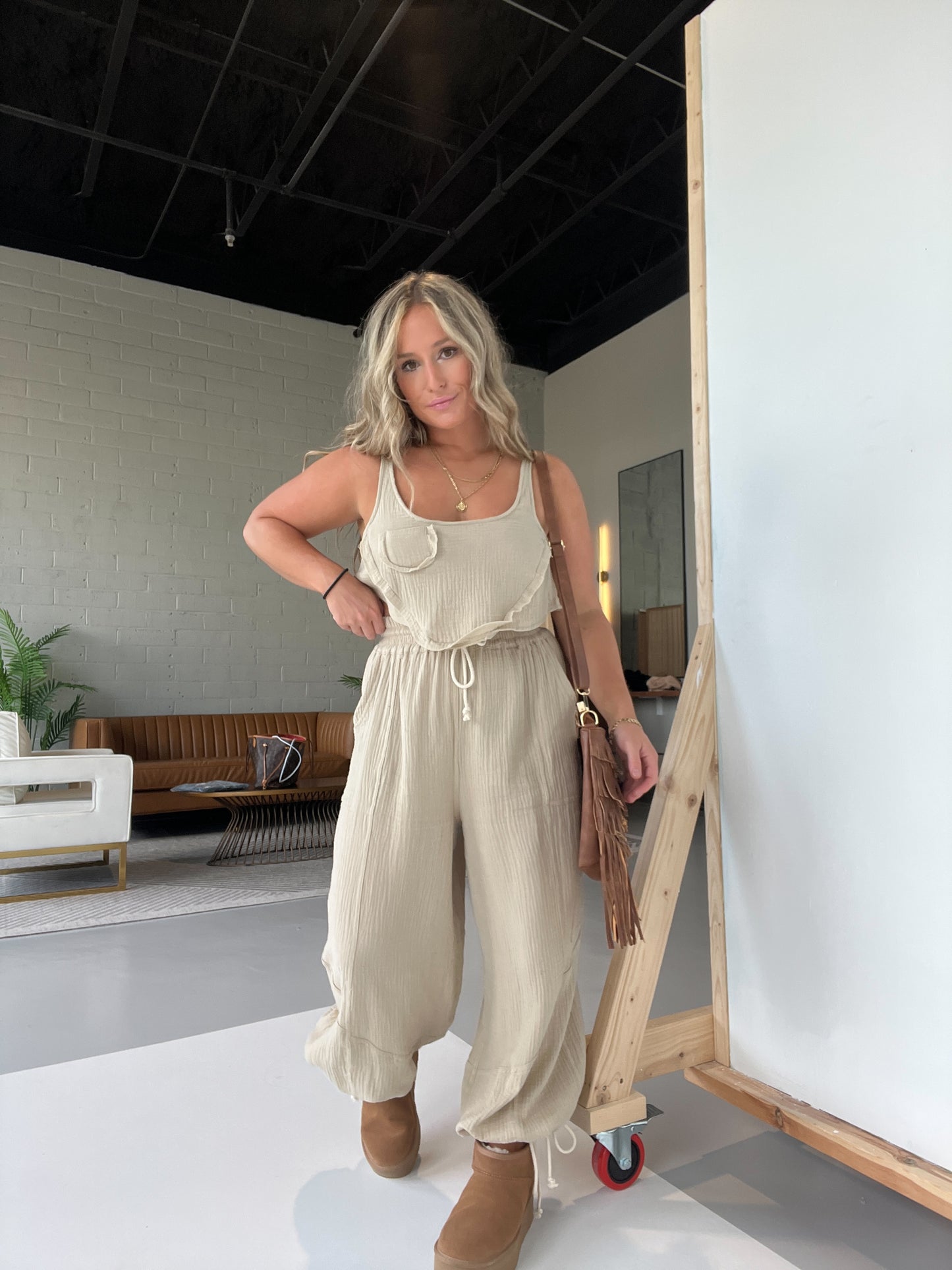 Taupe Never Ever Boho Gauze Set
