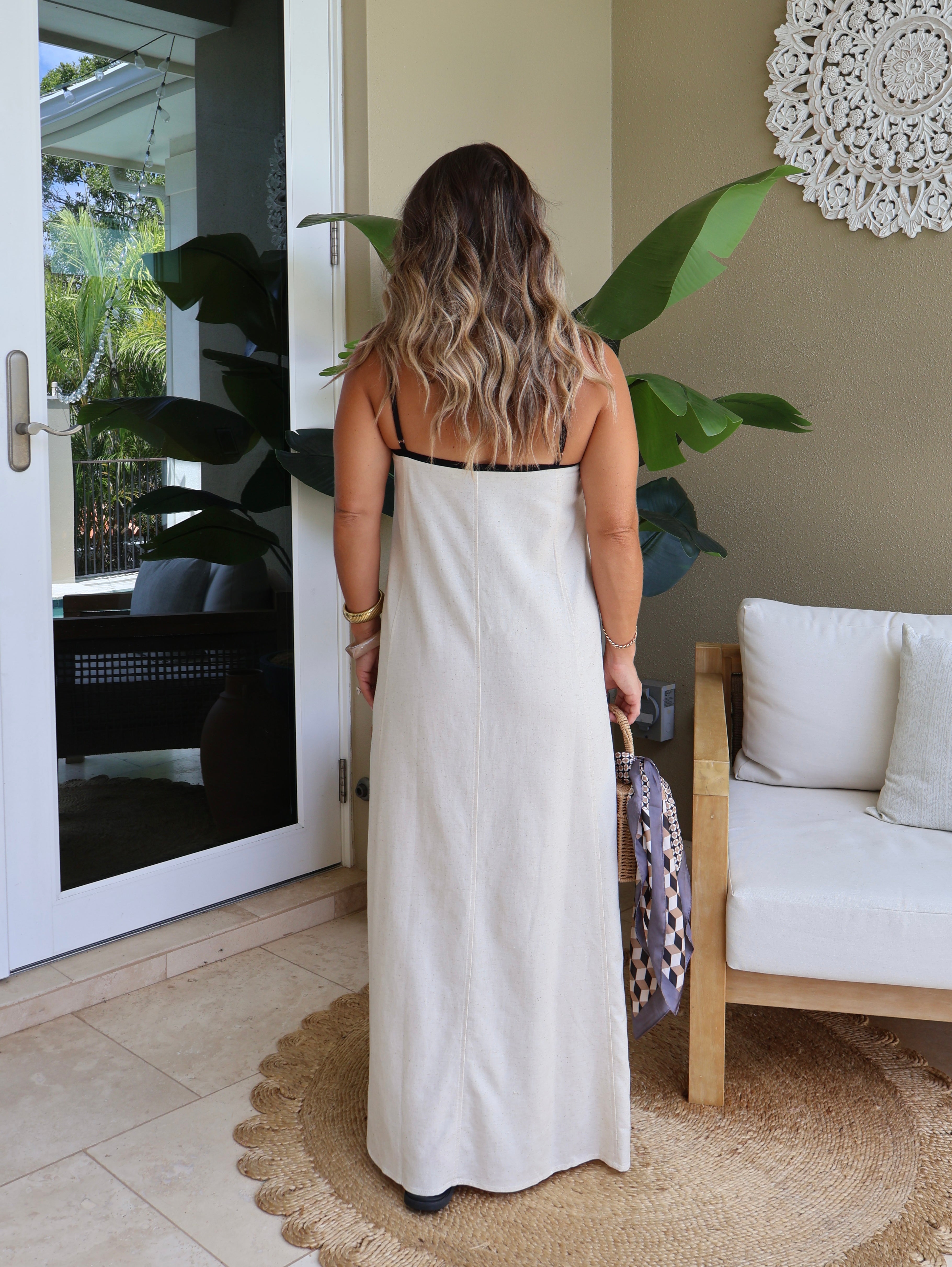Golden Hour Piped Maxi Dress Taupe