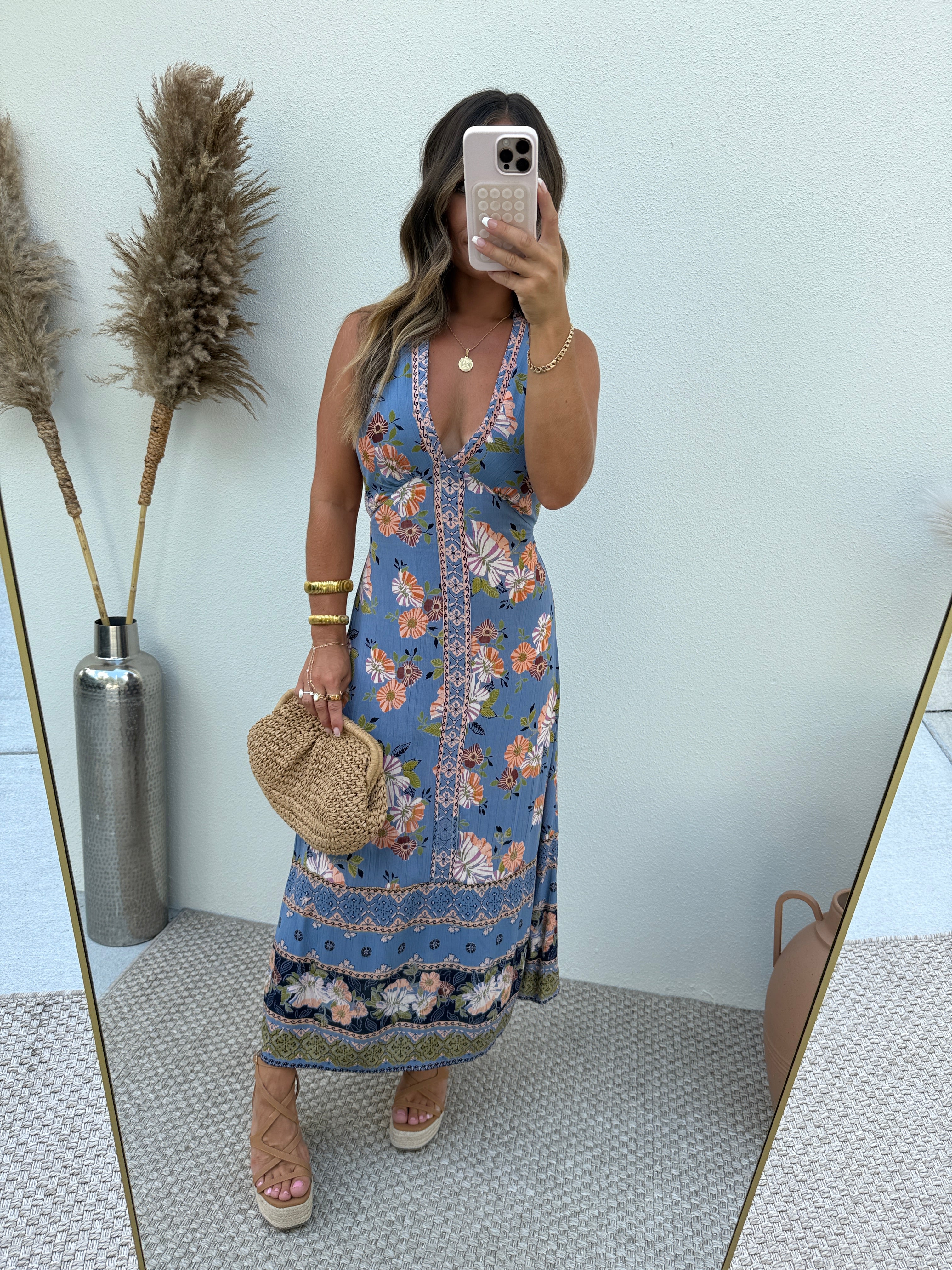 Terrasoul Halter Midi Dress Blue