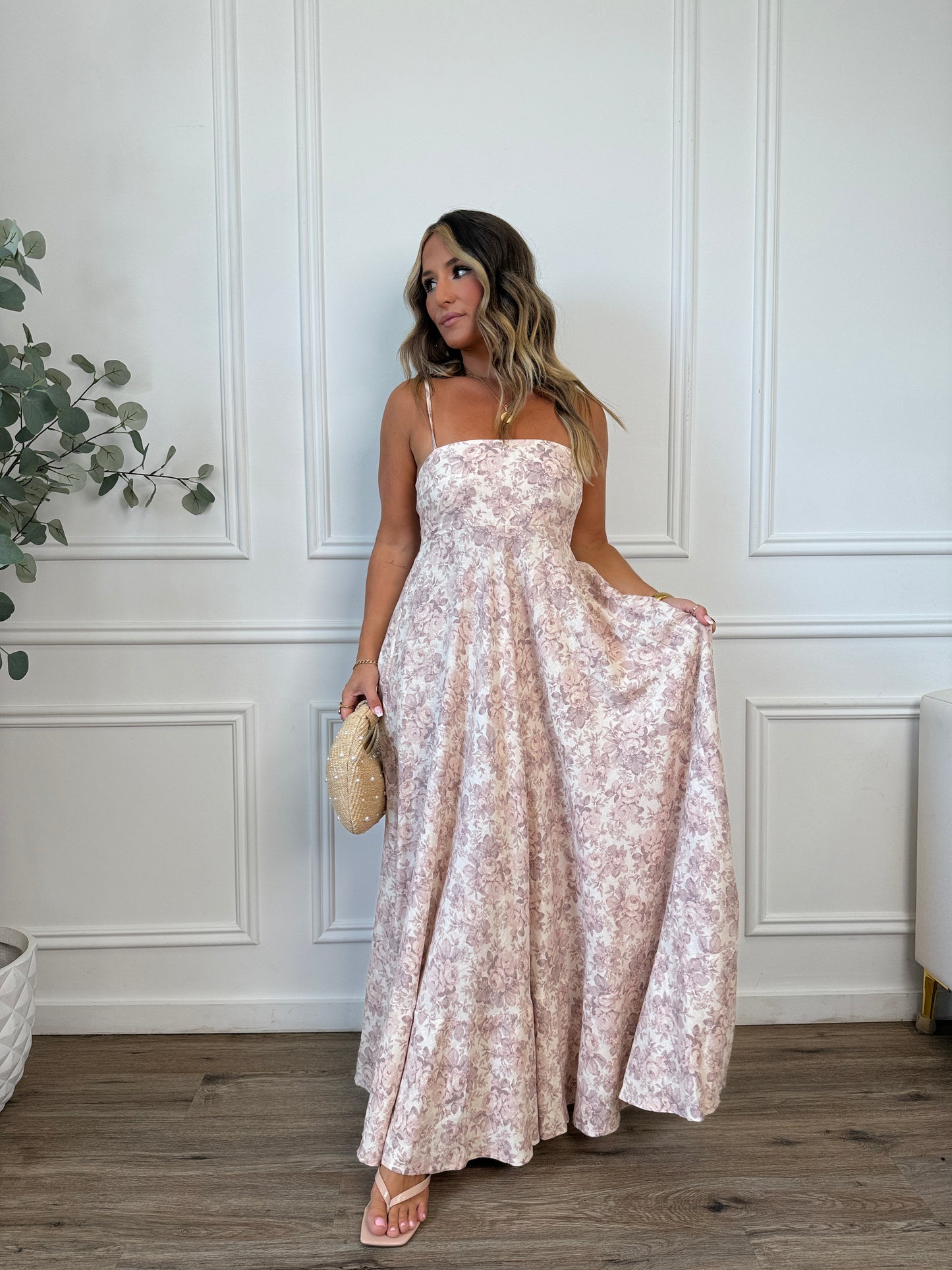 Bloom For You Floral Maxi Dress Light Blush