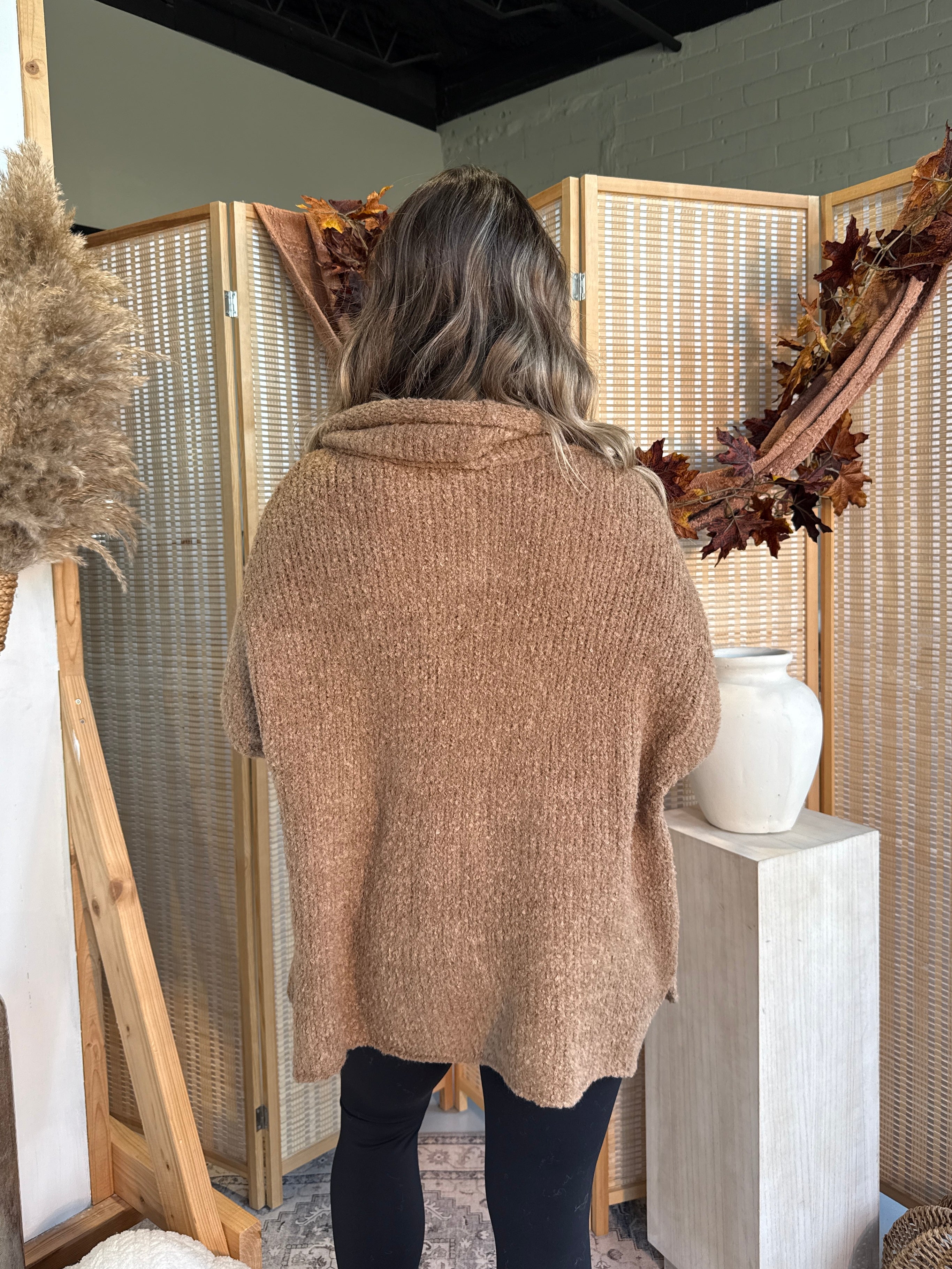 On the Go Cowl Neck Sweater Mocha