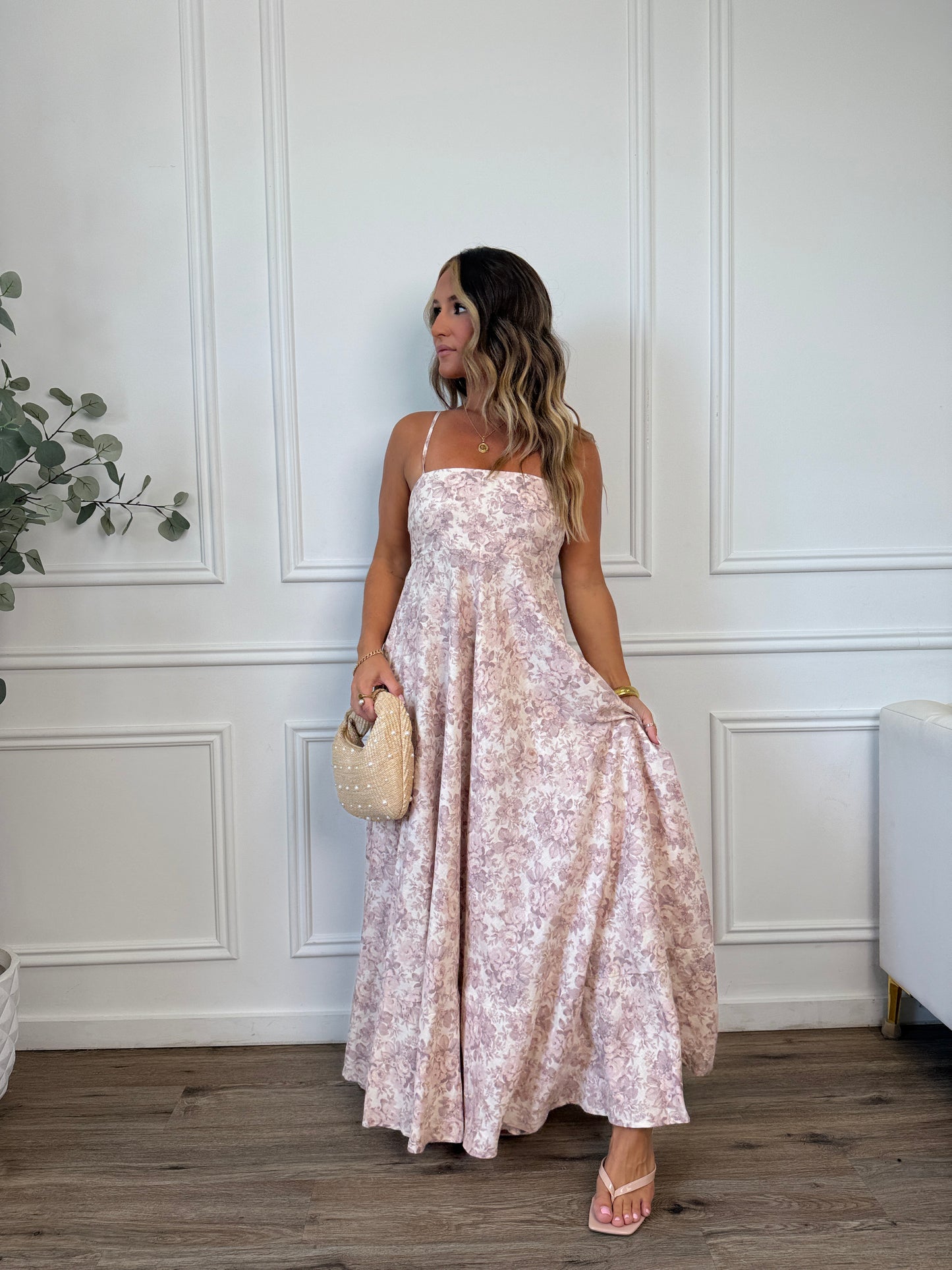 Bloom For You Floral Maxi Dress Light Blush
