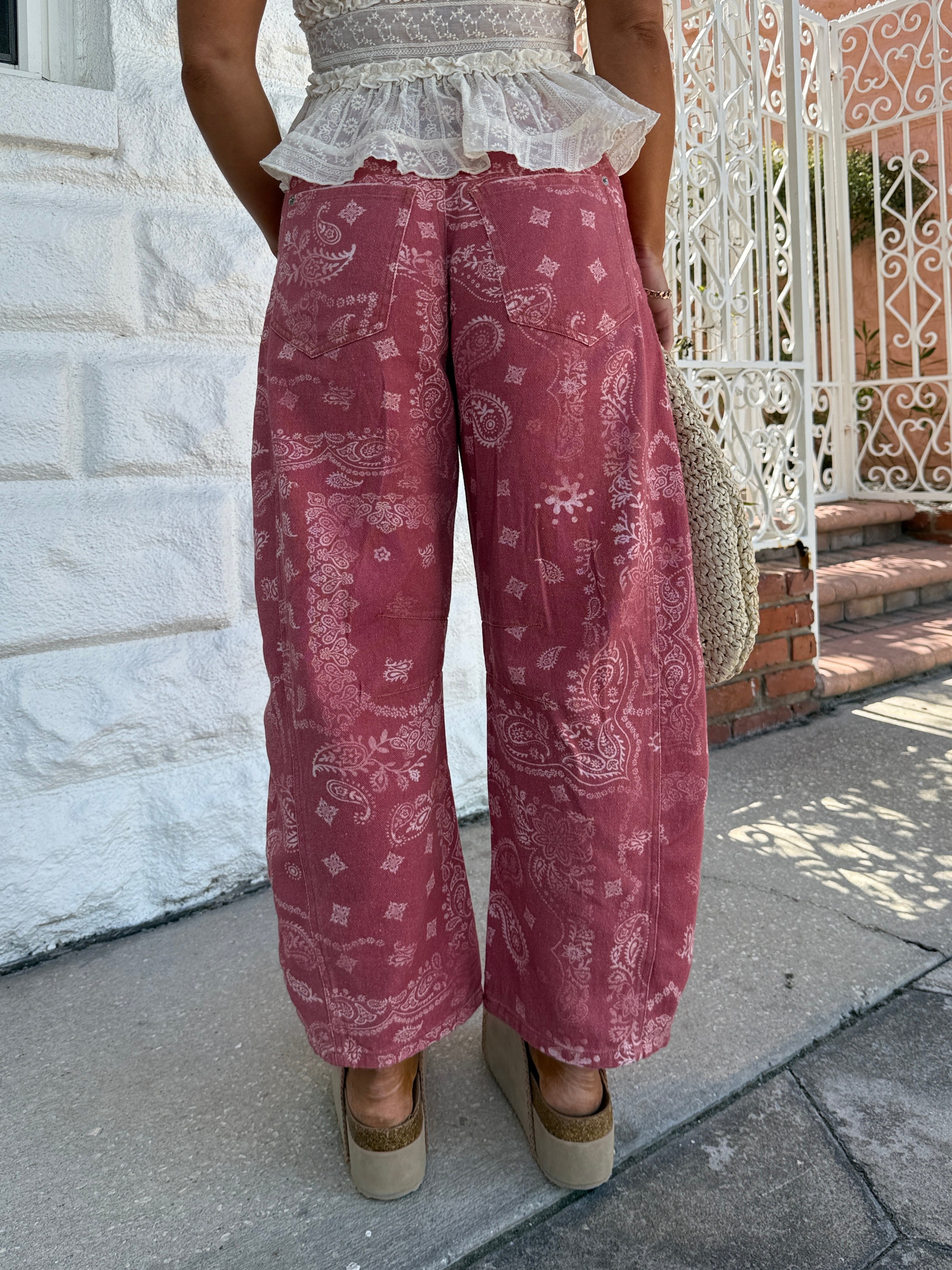 Rosebud Barrel Jeans Paisley Dusty Rose