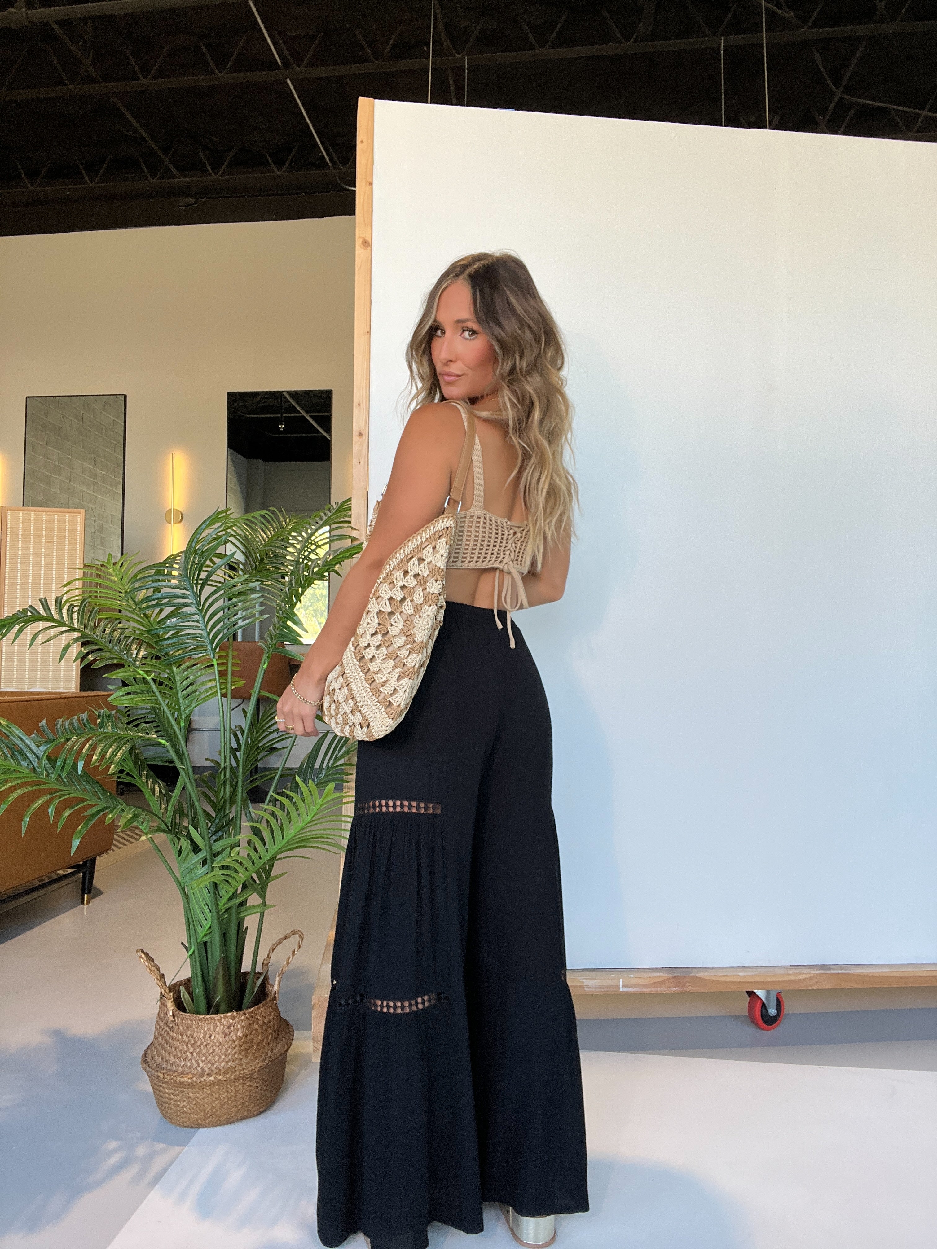 Beside You Boho Beach Pants Black