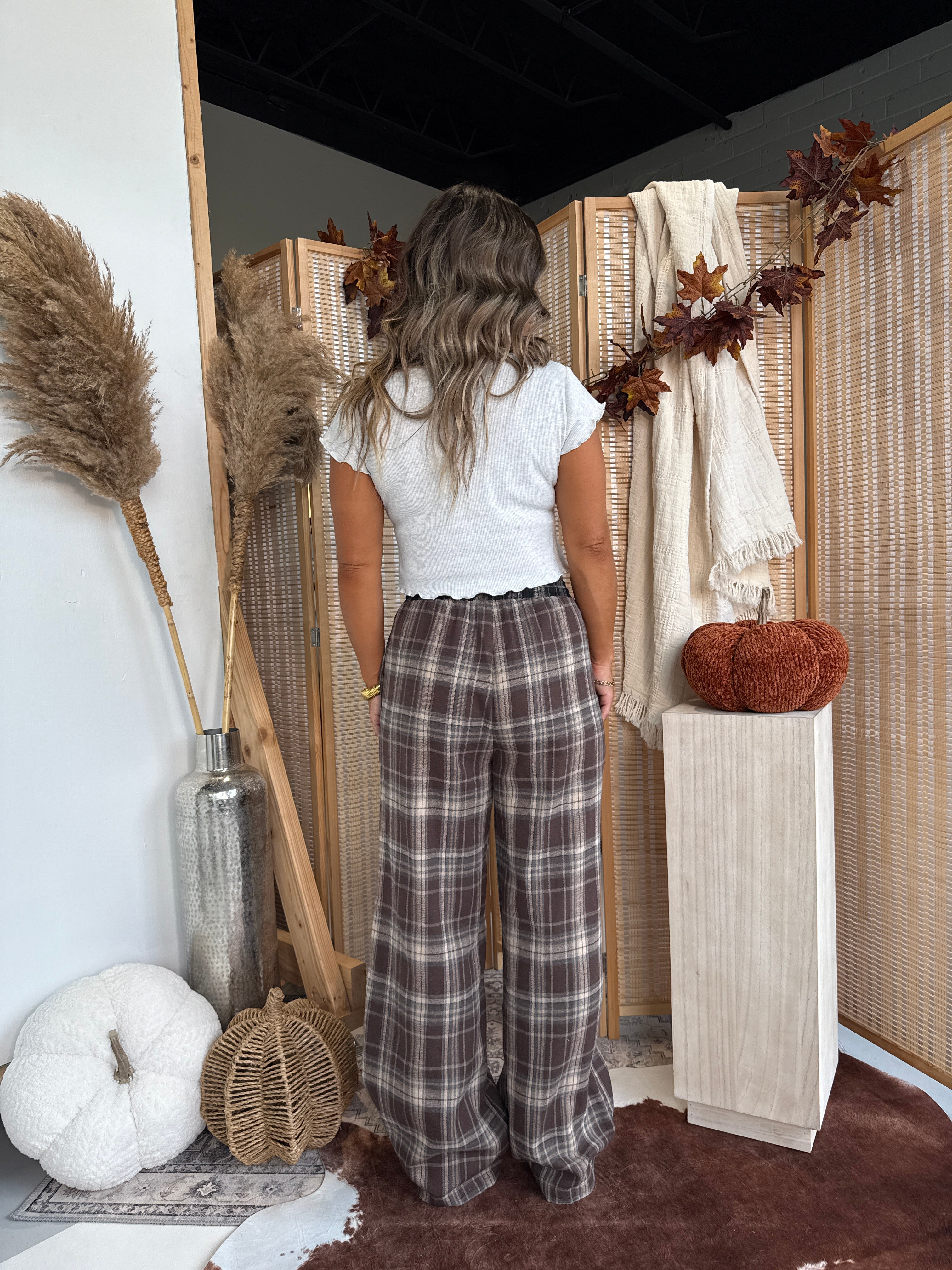 Over the Hill Plaid Pants Brown