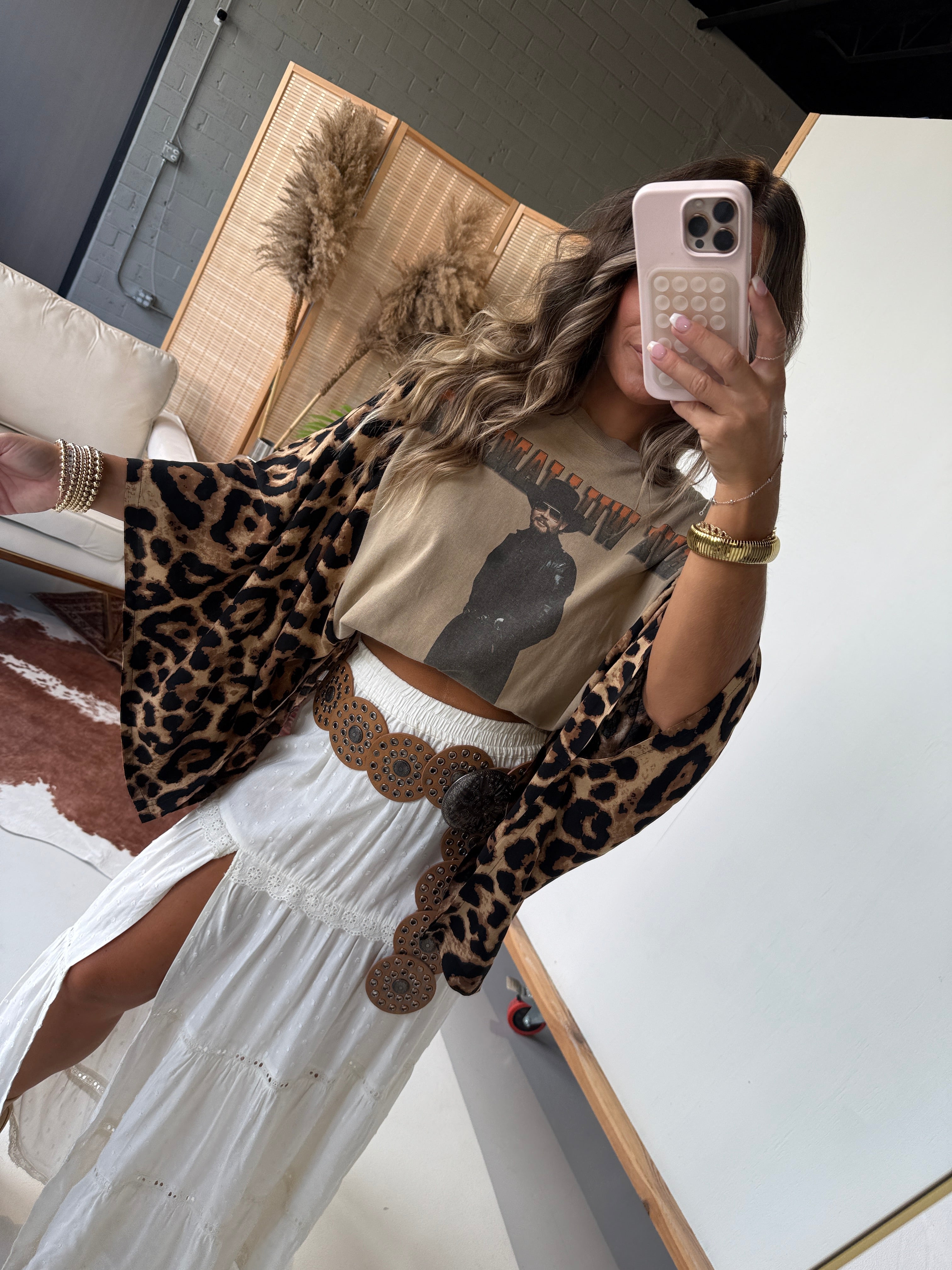 Hank Williams Jr Mix & Match Tee Taupe Cheetah
