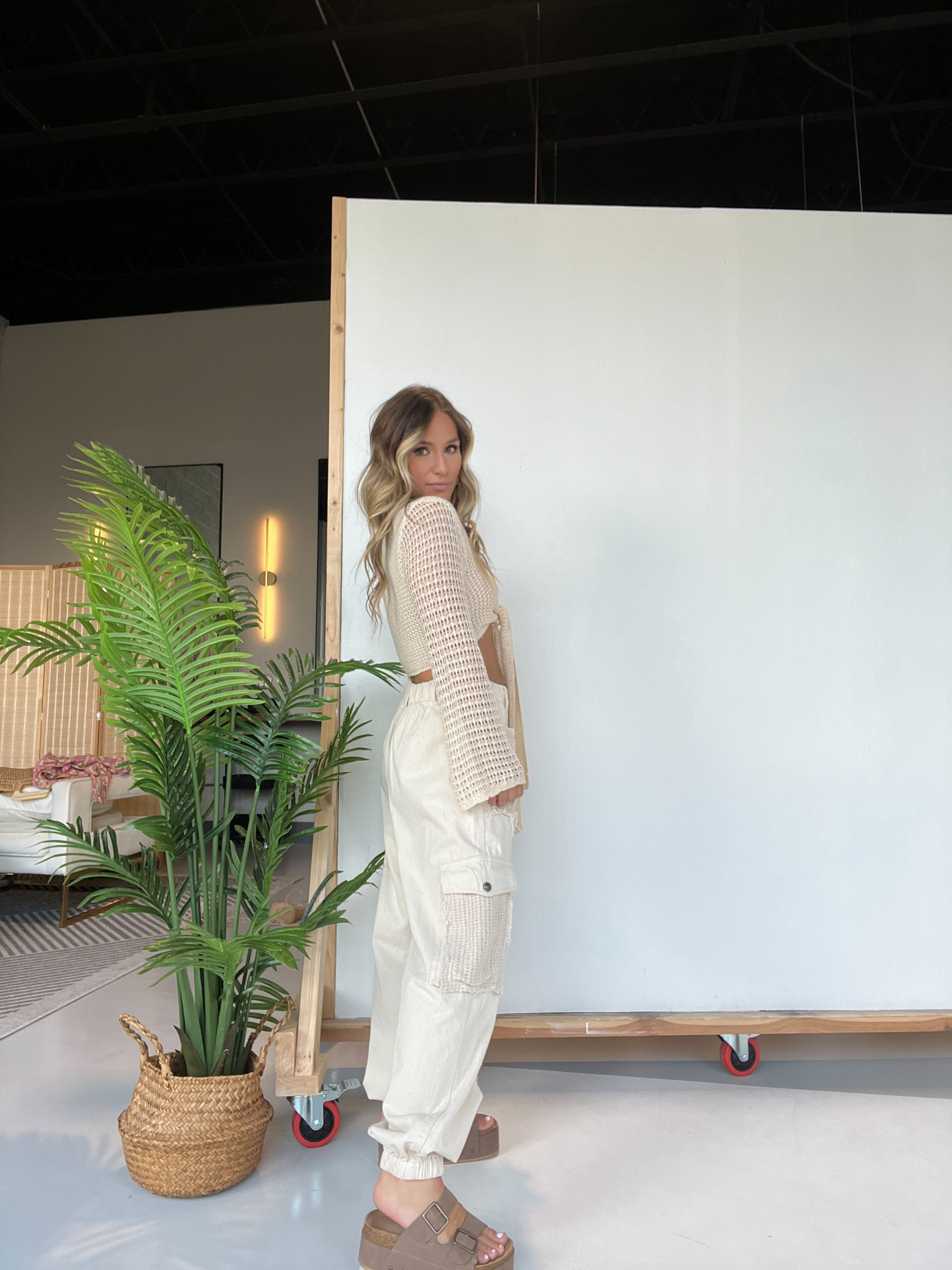 Rise Up Denim Joggers Oatmilk