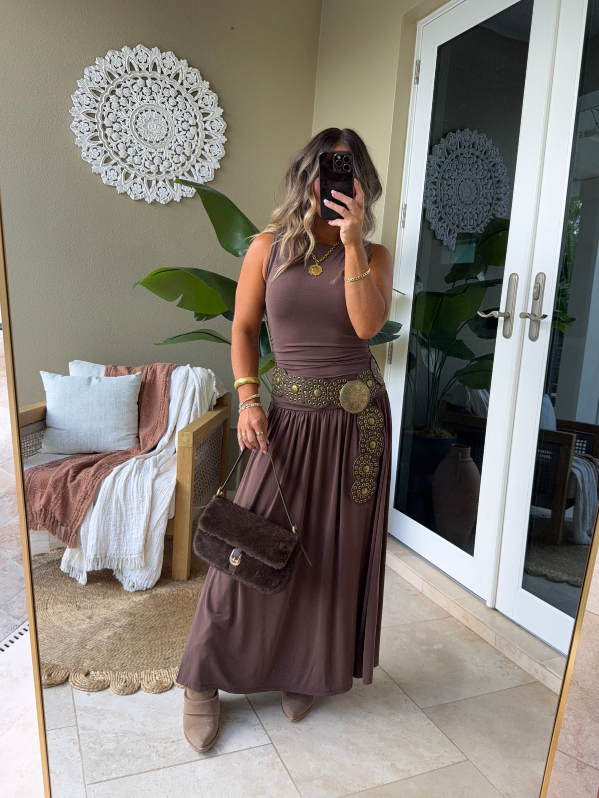 Antique Circle Belt Brown