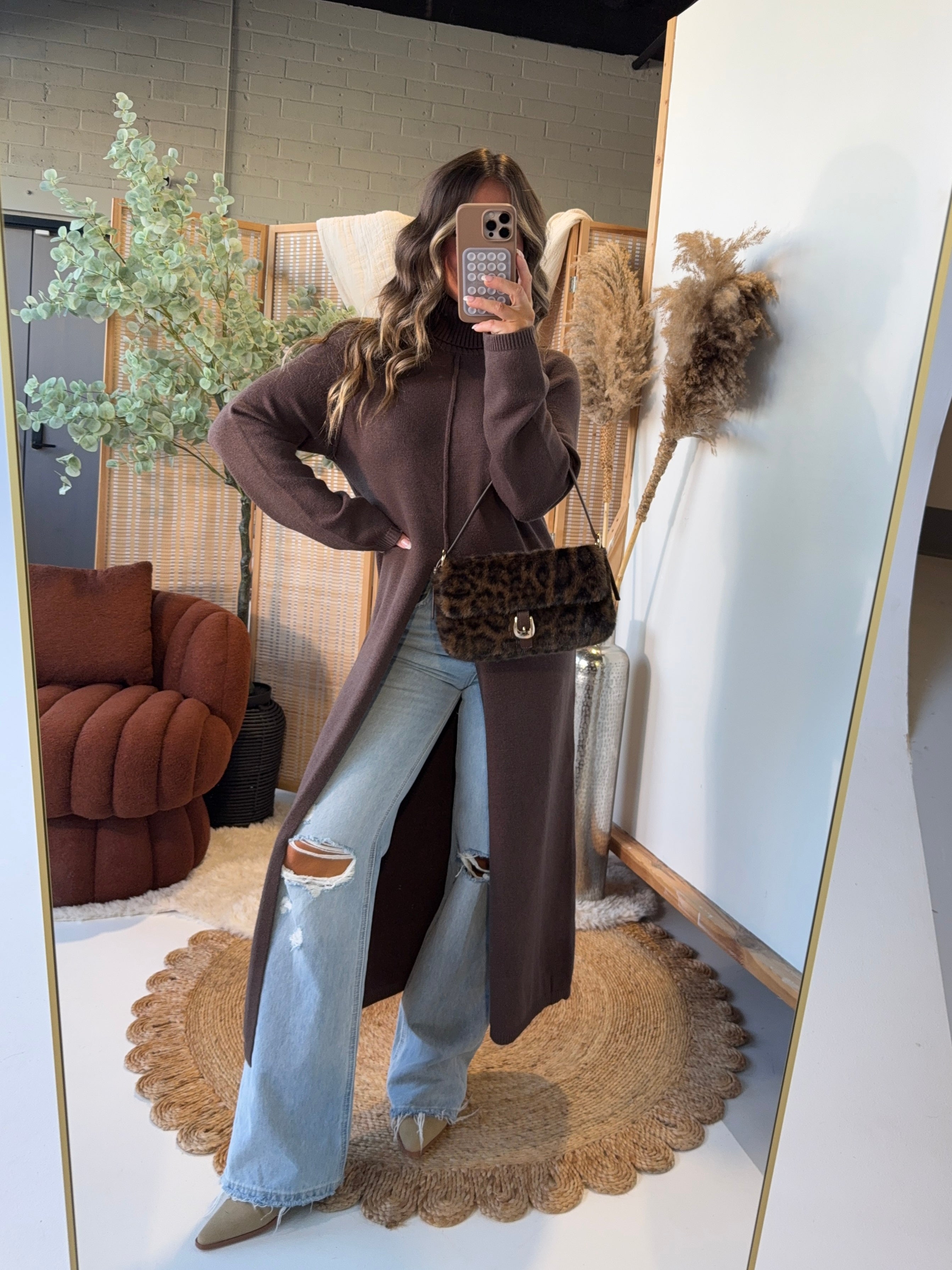 Saddle & Rose Maxi Sweater Top Brown (Pre-Order)