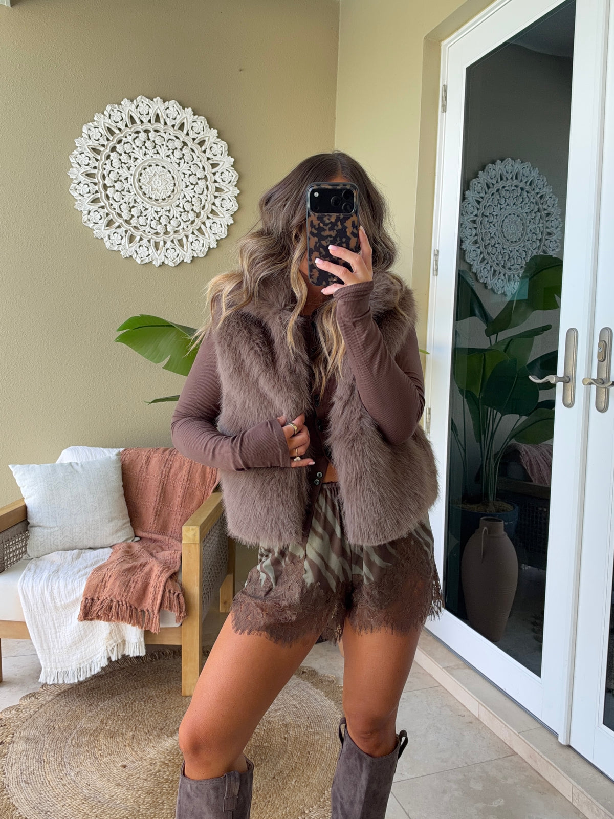 No Rules Zebra Lace Shorts Olive
