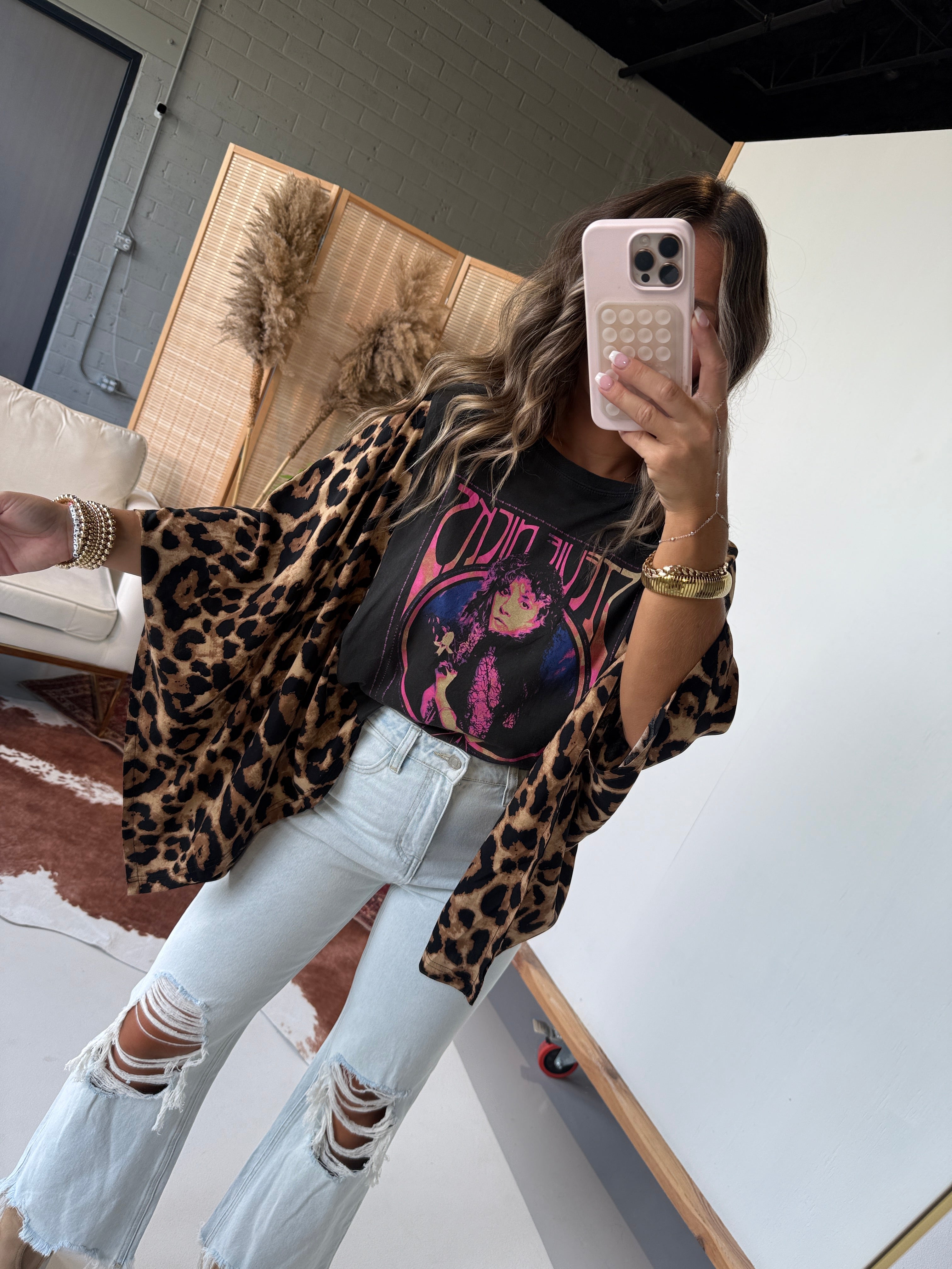 Stevie Nicks Mix & Match Tee Black Cheetah