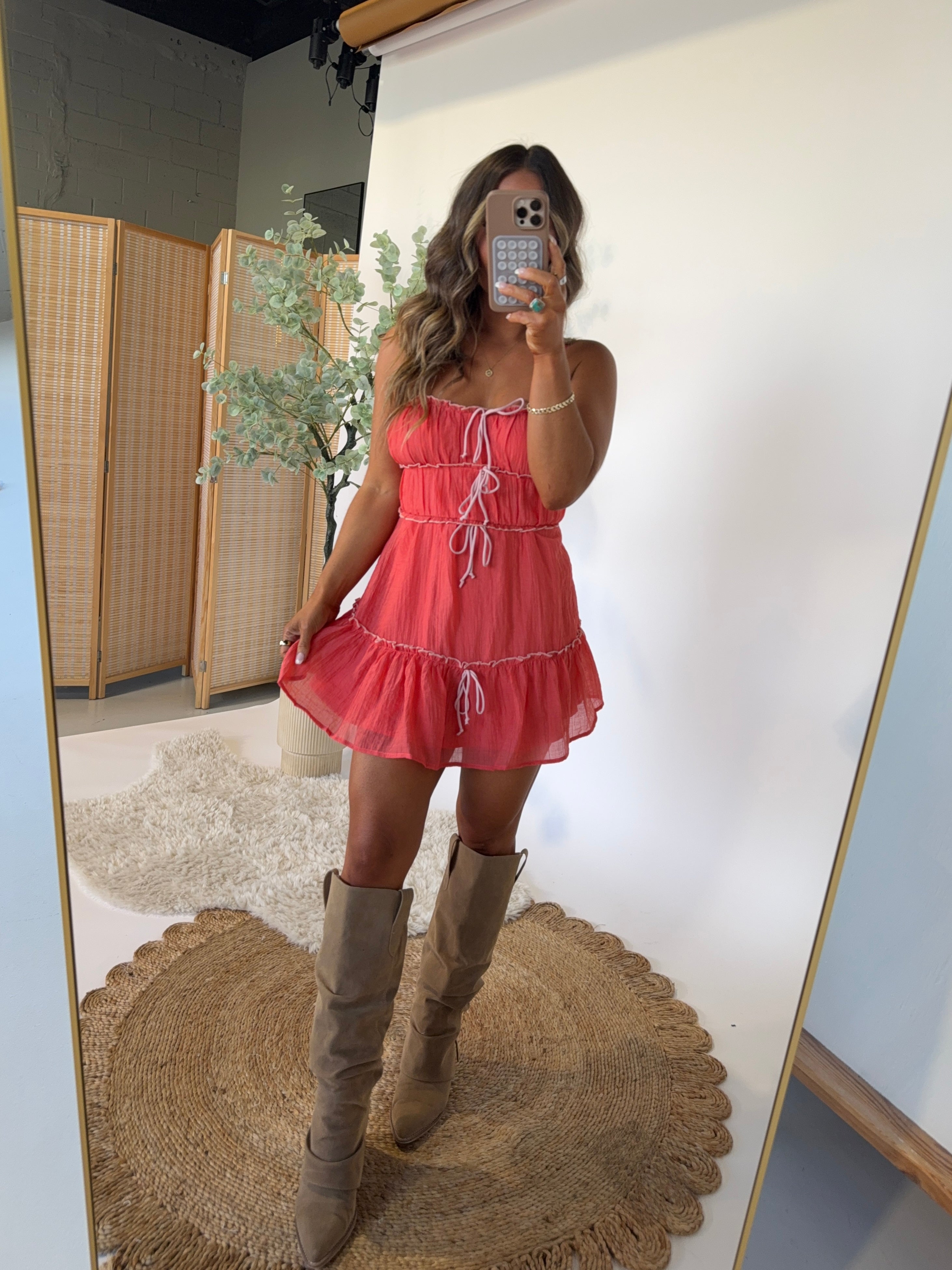 Orange County Ruffle Mini Dress Red