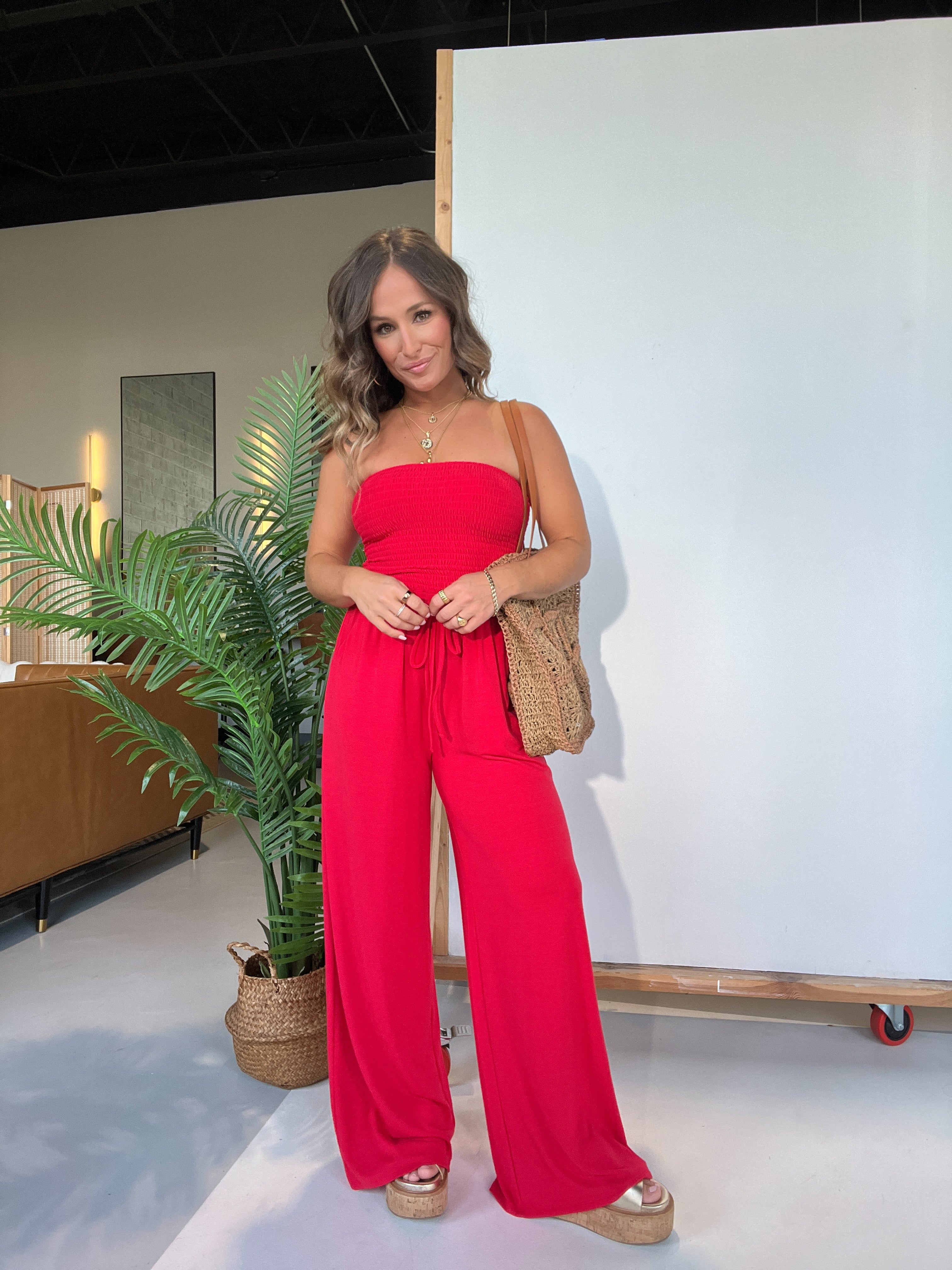 Ocean Breeze Tube Top Jumpsuit Ruby