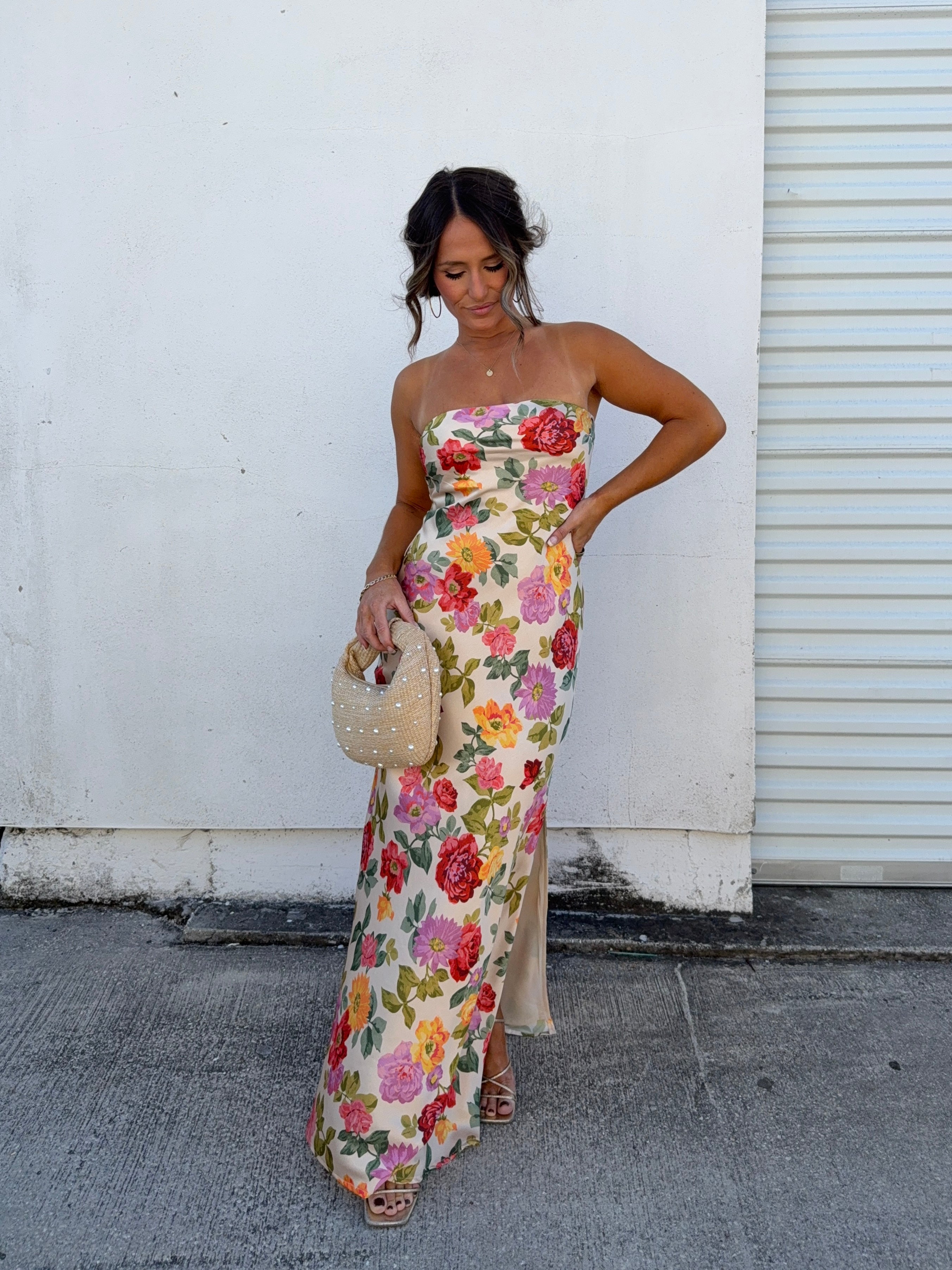 Hot Summer Nights Satin Maxi Dress Multi