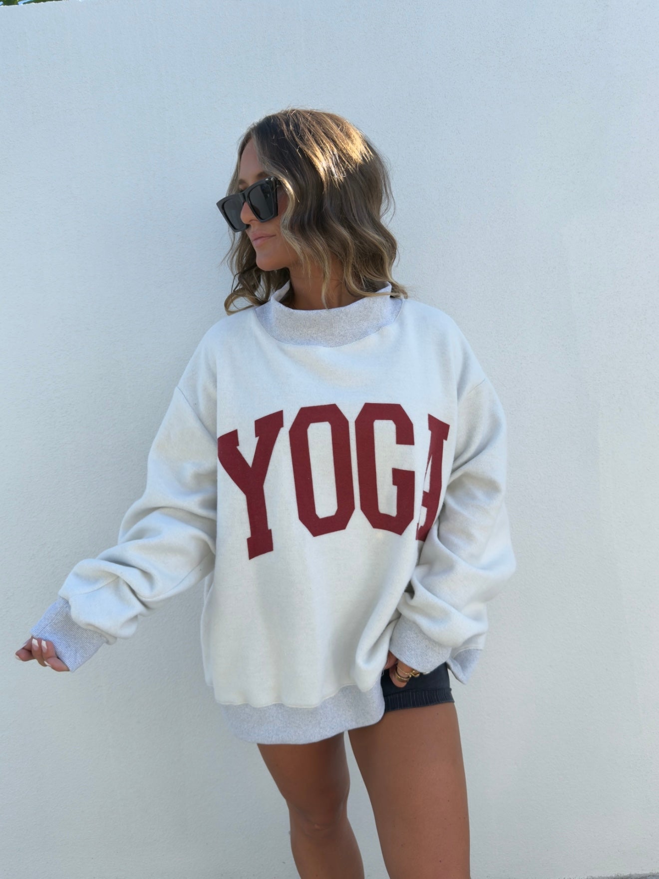 Pilates/Yoga Reversible Oversized Crewneck Heather Grey
