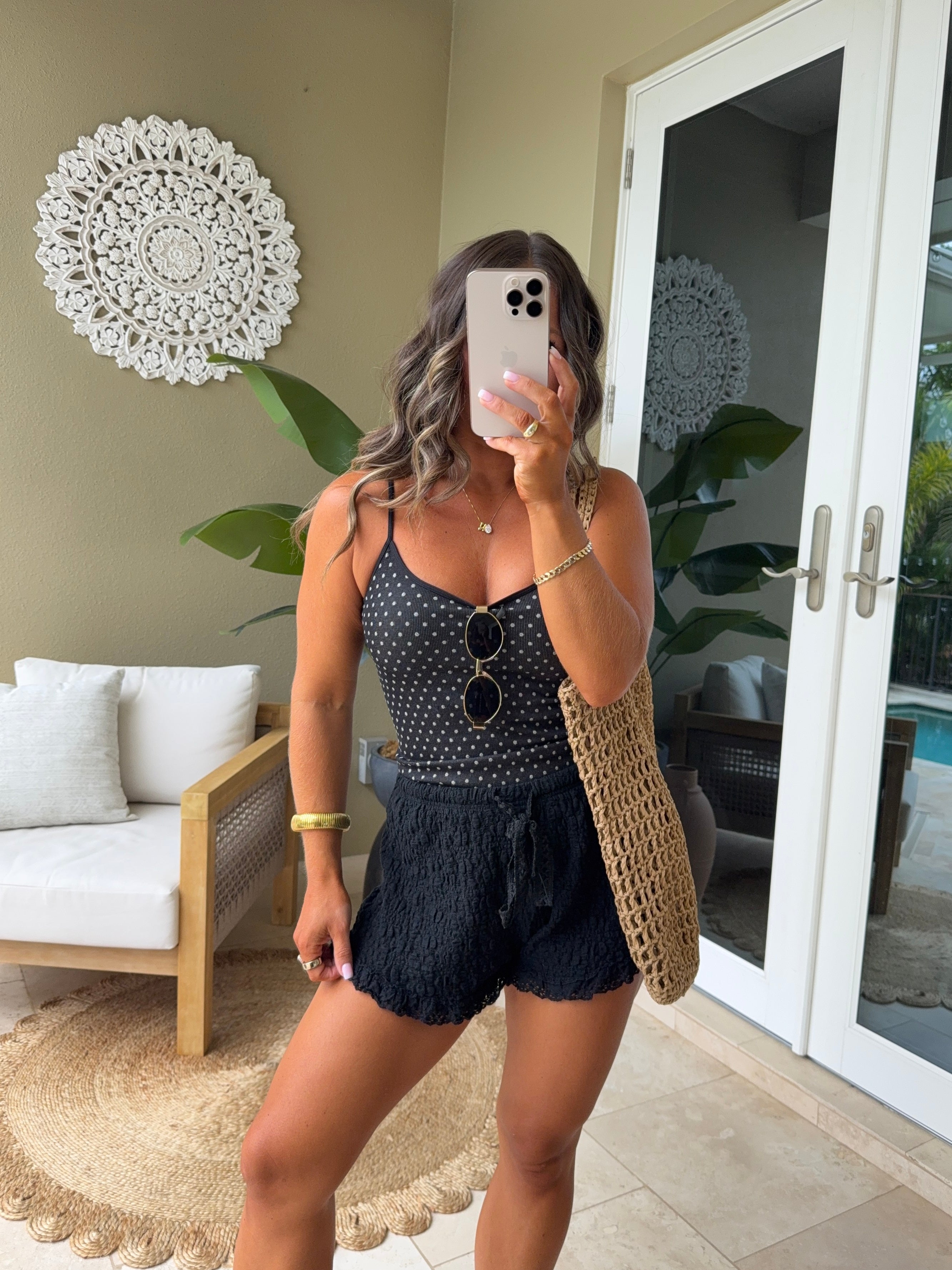 Lola Polka Dot Basic Tank Black