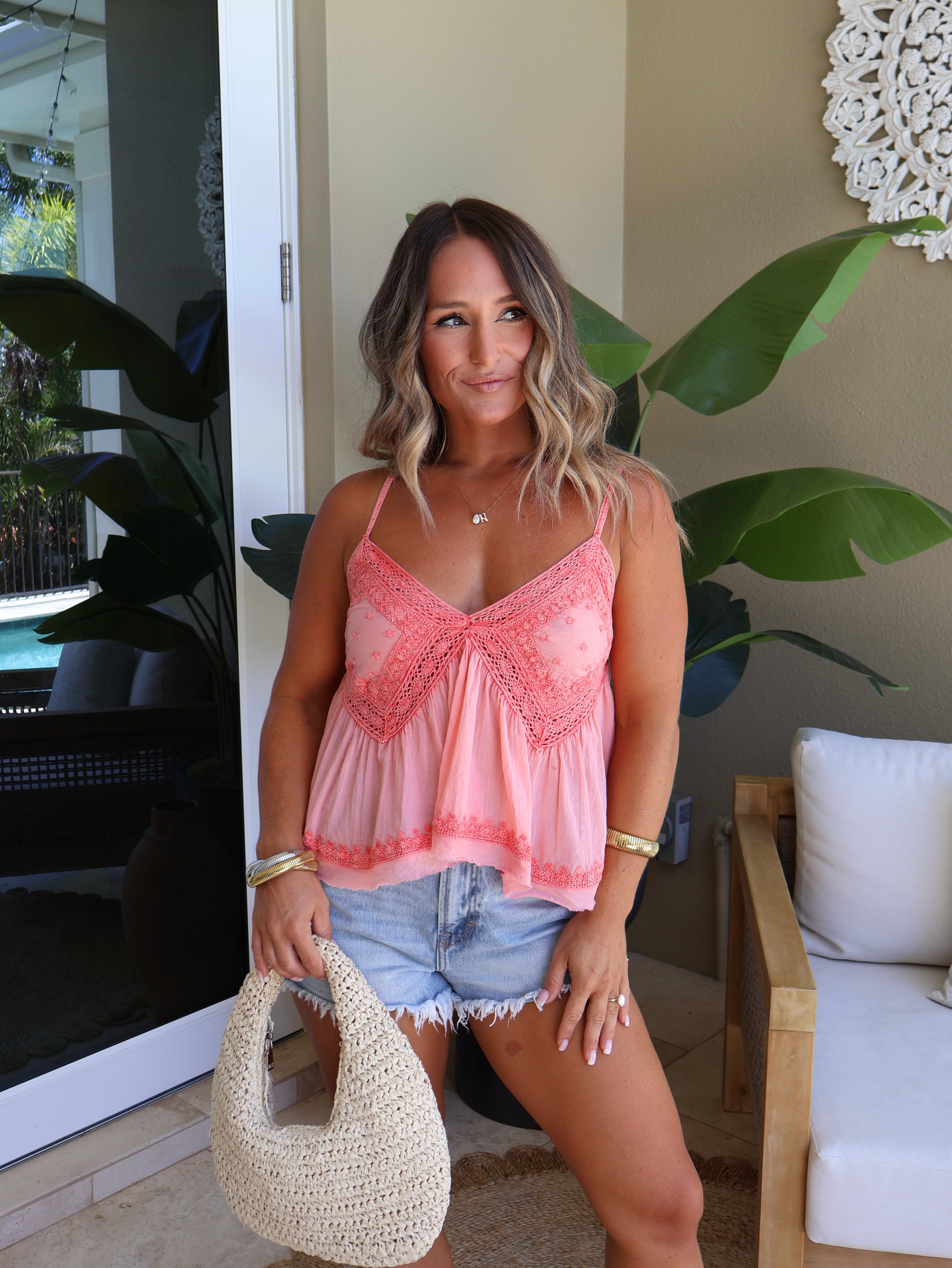 Born Free Gauze Tank Peach Rose