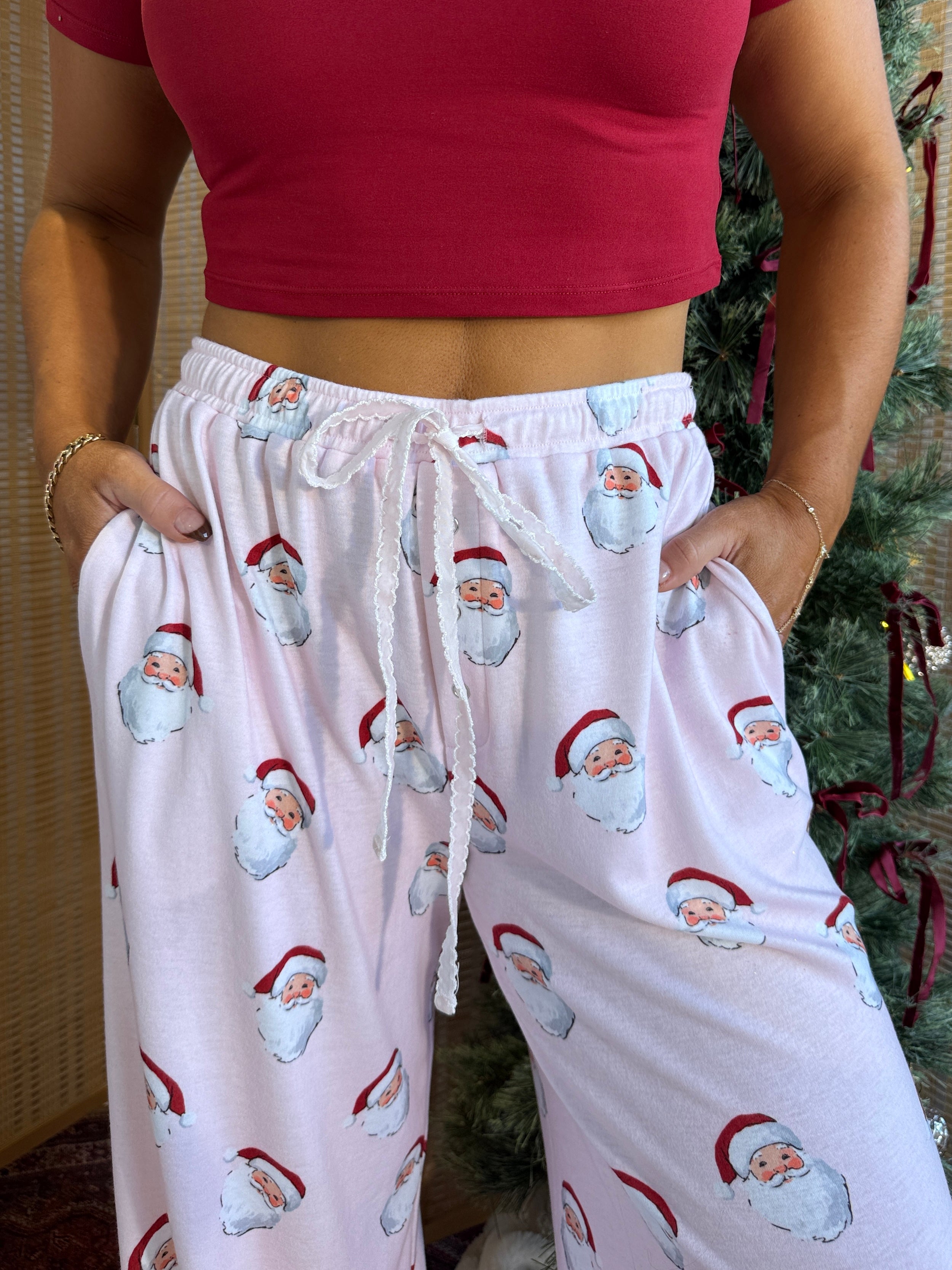 Santa's Favorite Lounge Pants Baby Pink