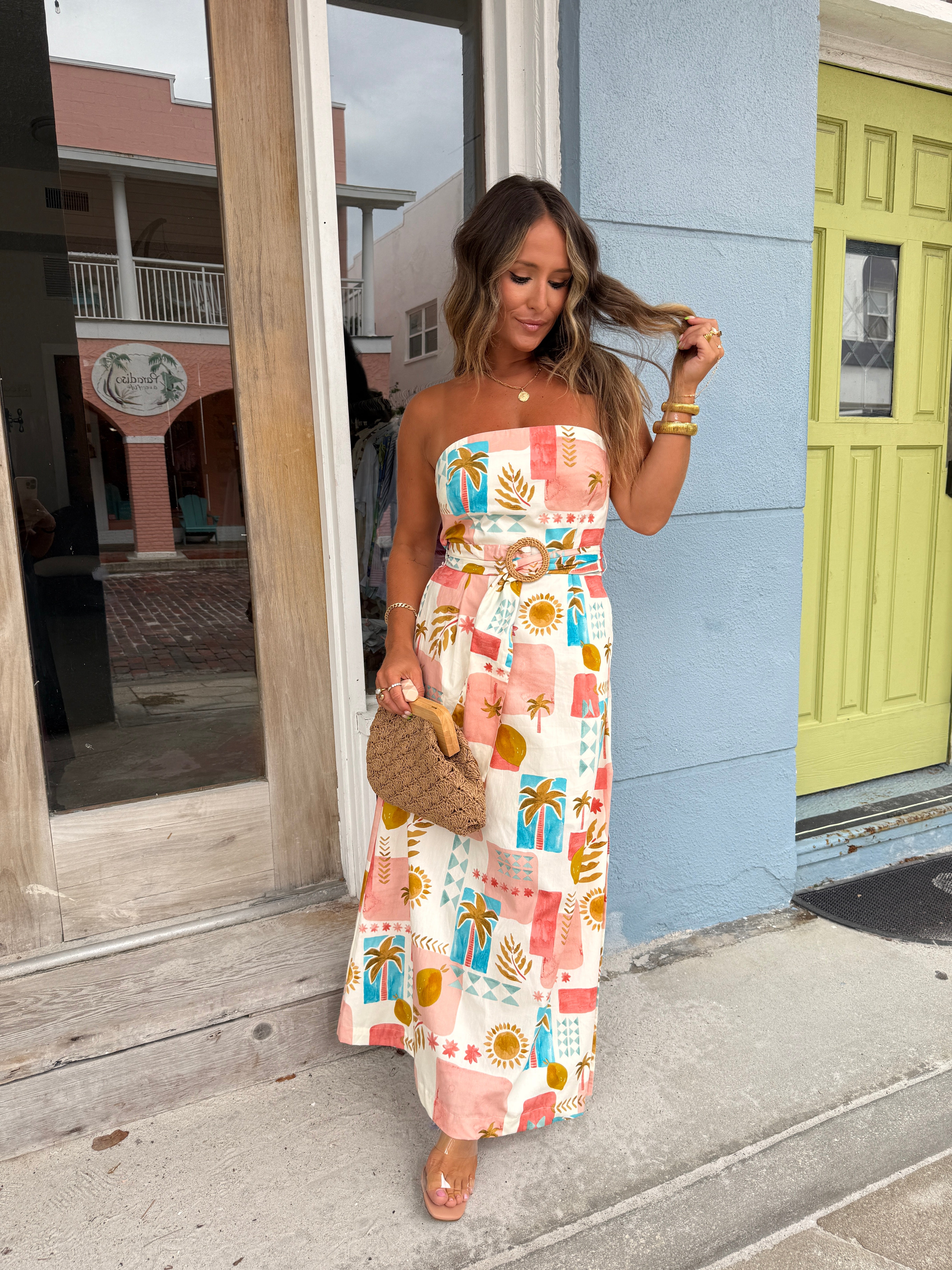 Amalfi Coast Strapless Maxi Dress Multi