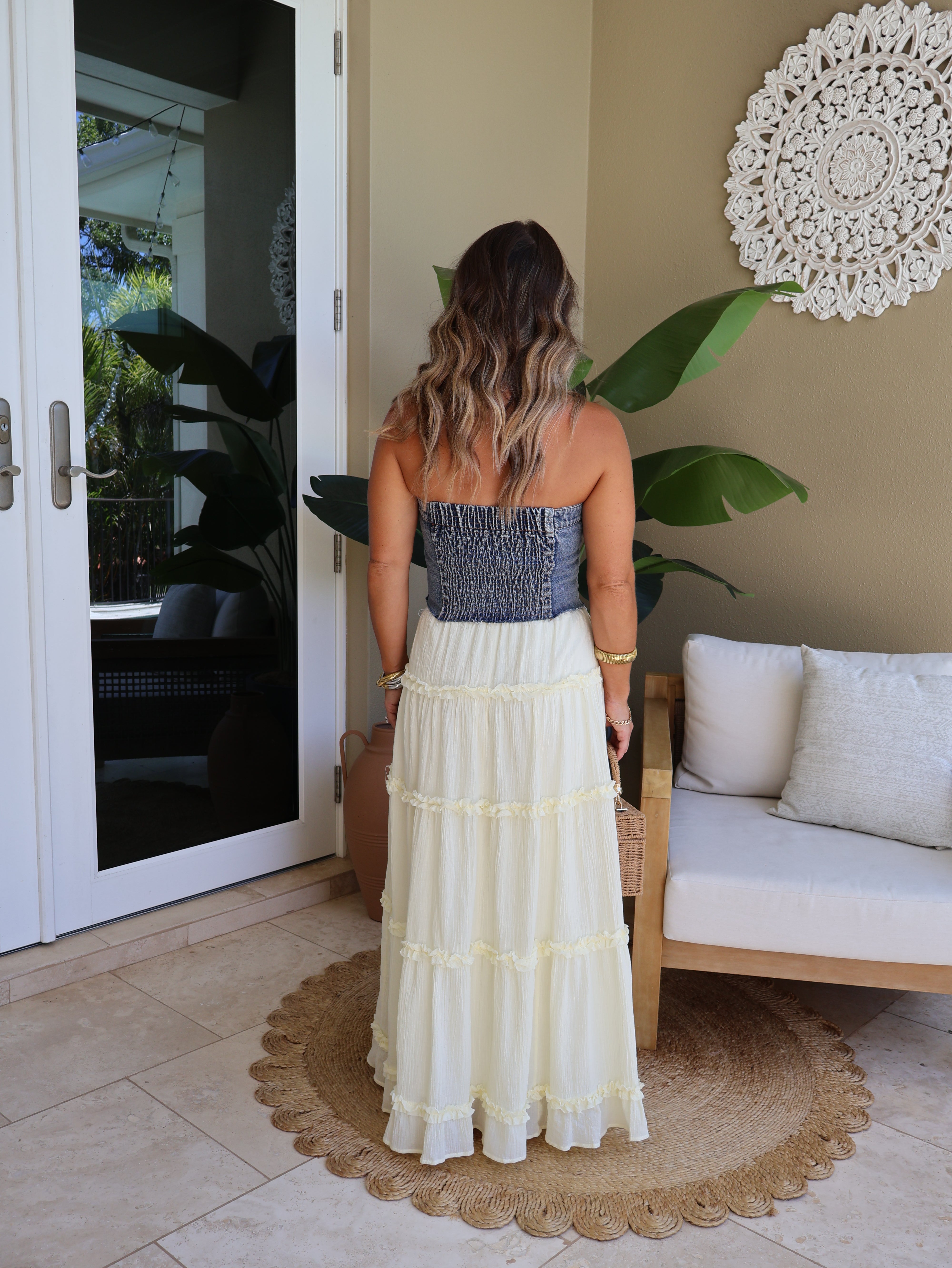 Wild Honey Ruffle Maxi Skirt Butter