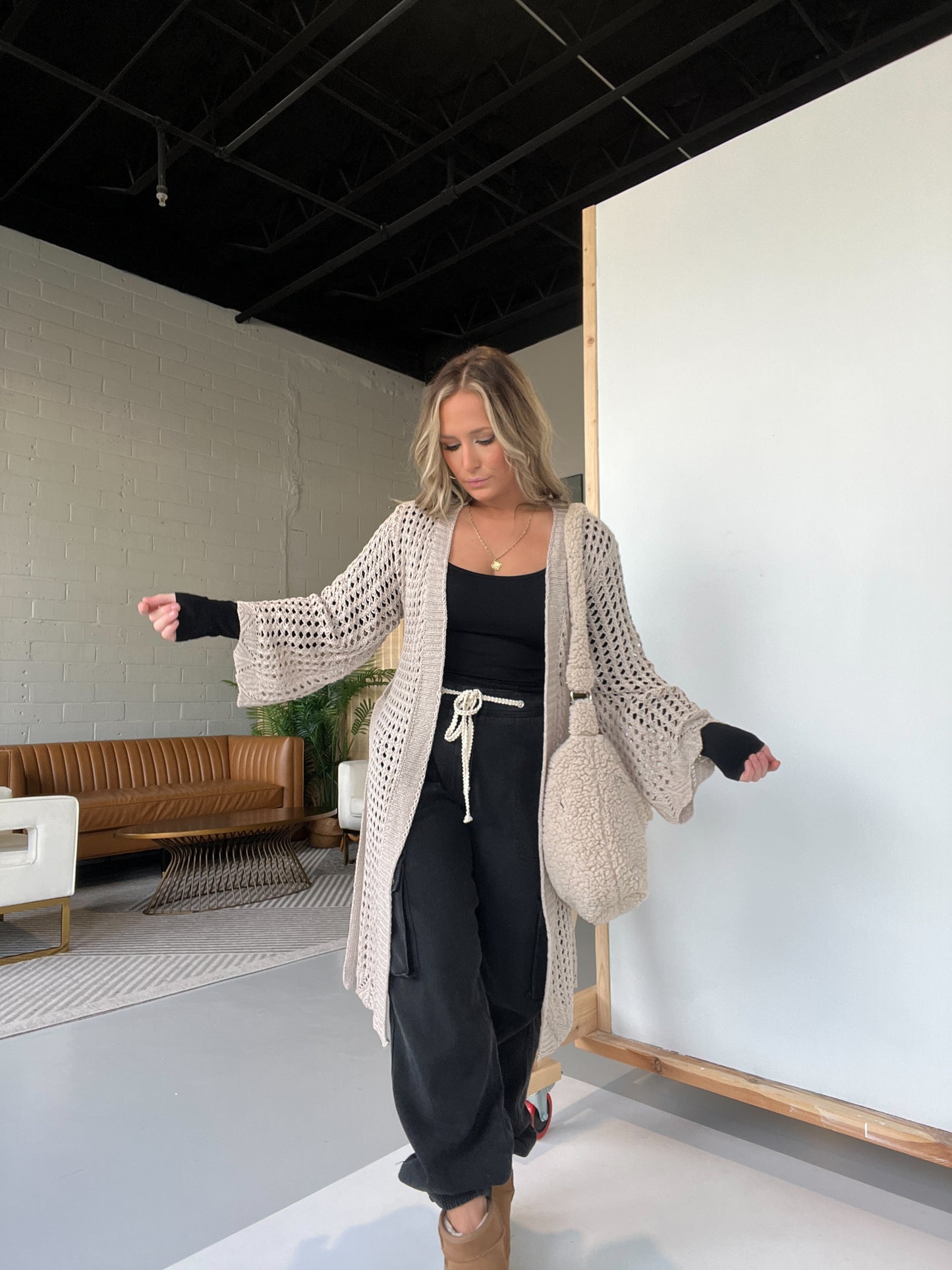 Pippa Crochet Cardigan Almond