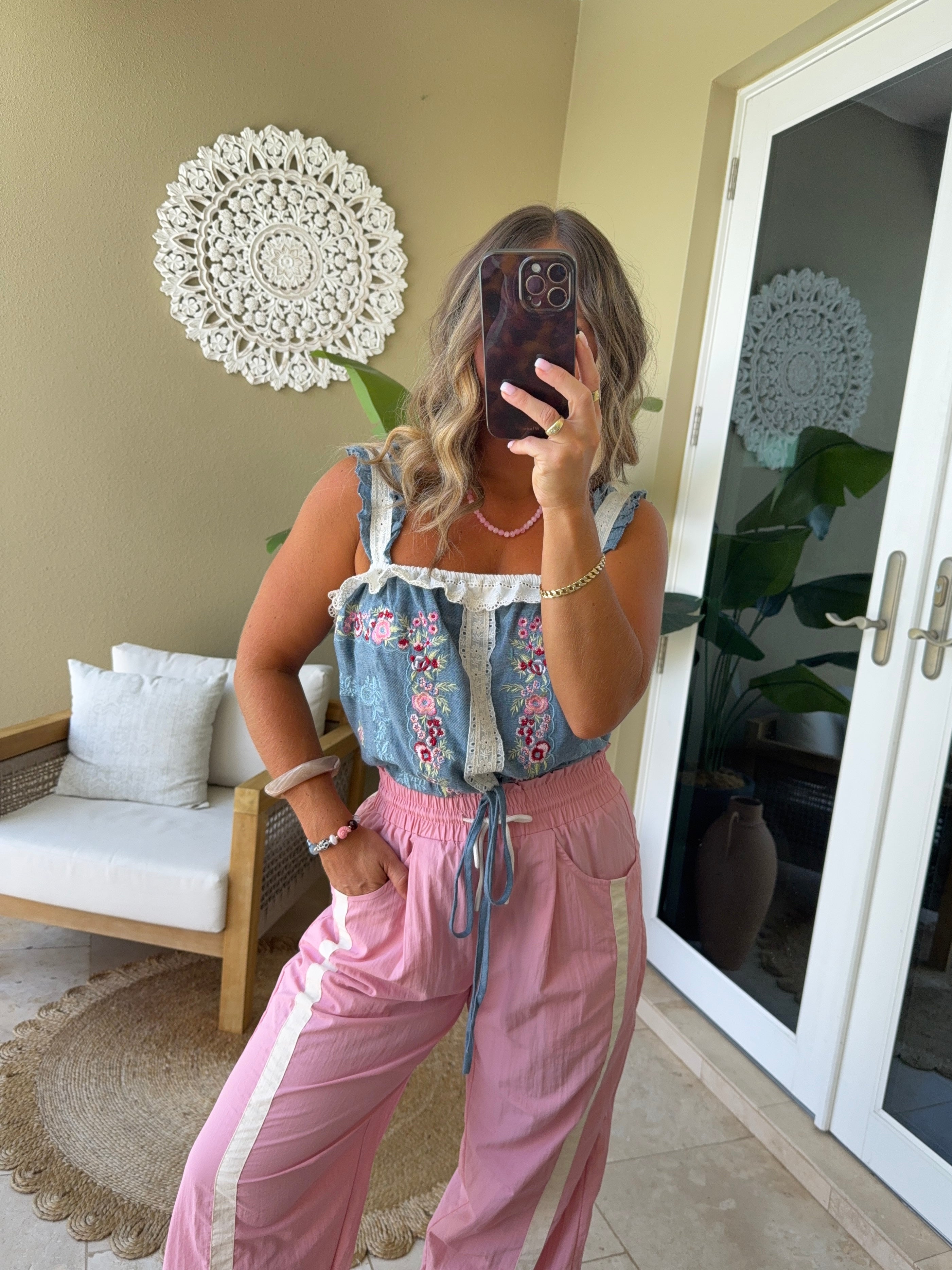Camille Floral Denim Top