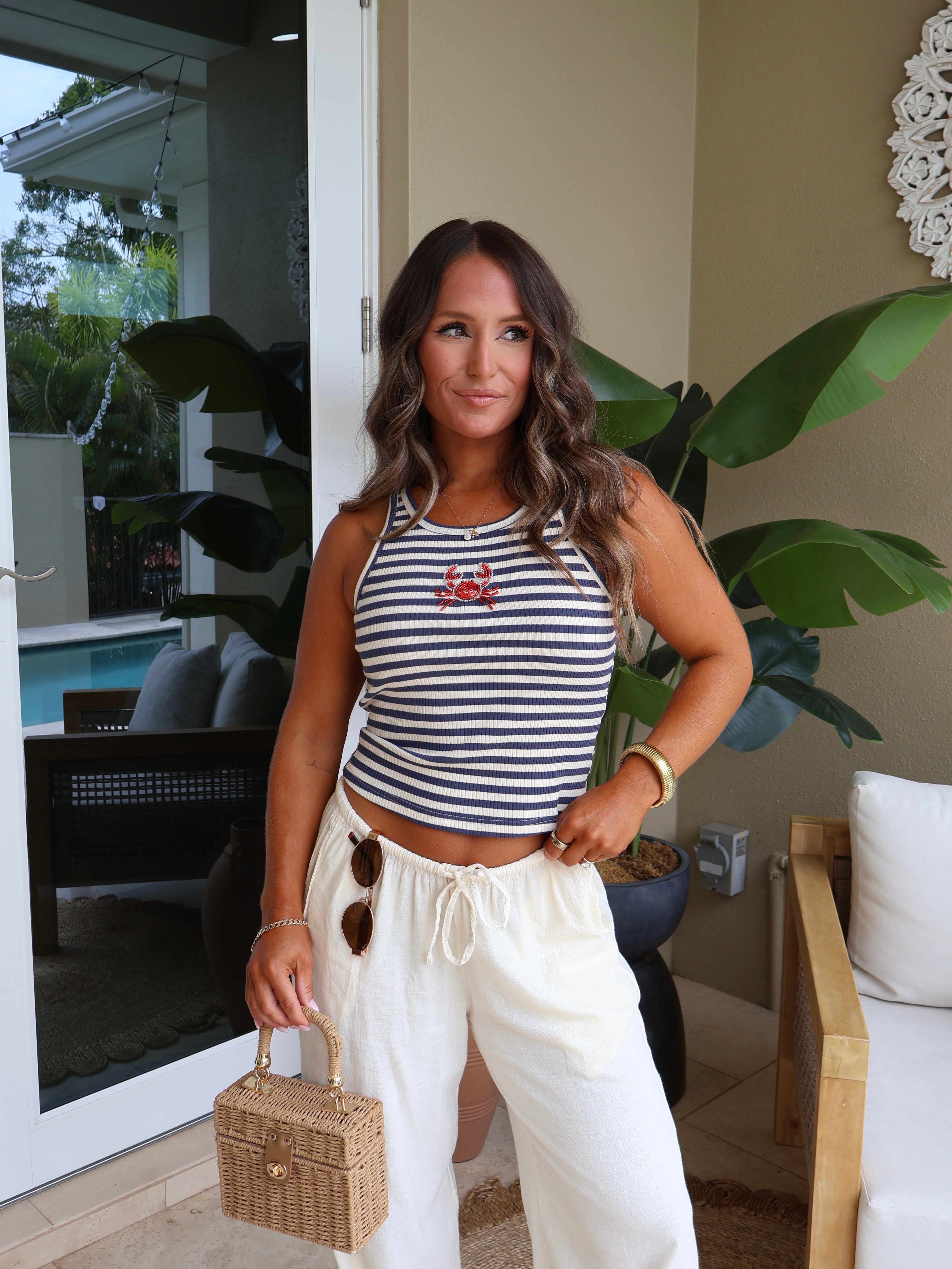 Crabby Chic Striped Tank Navy/Cream