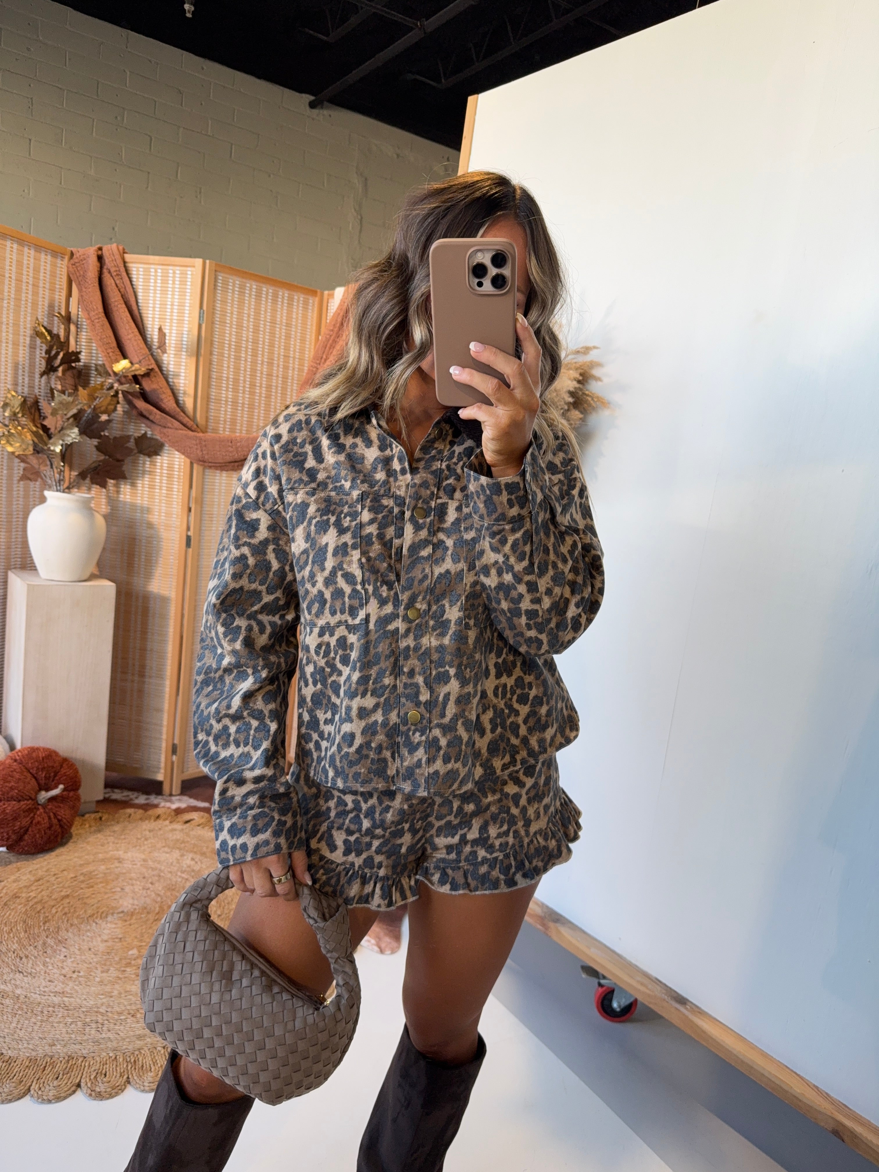 Ruffle My Feathers Barn Jacket Leopard