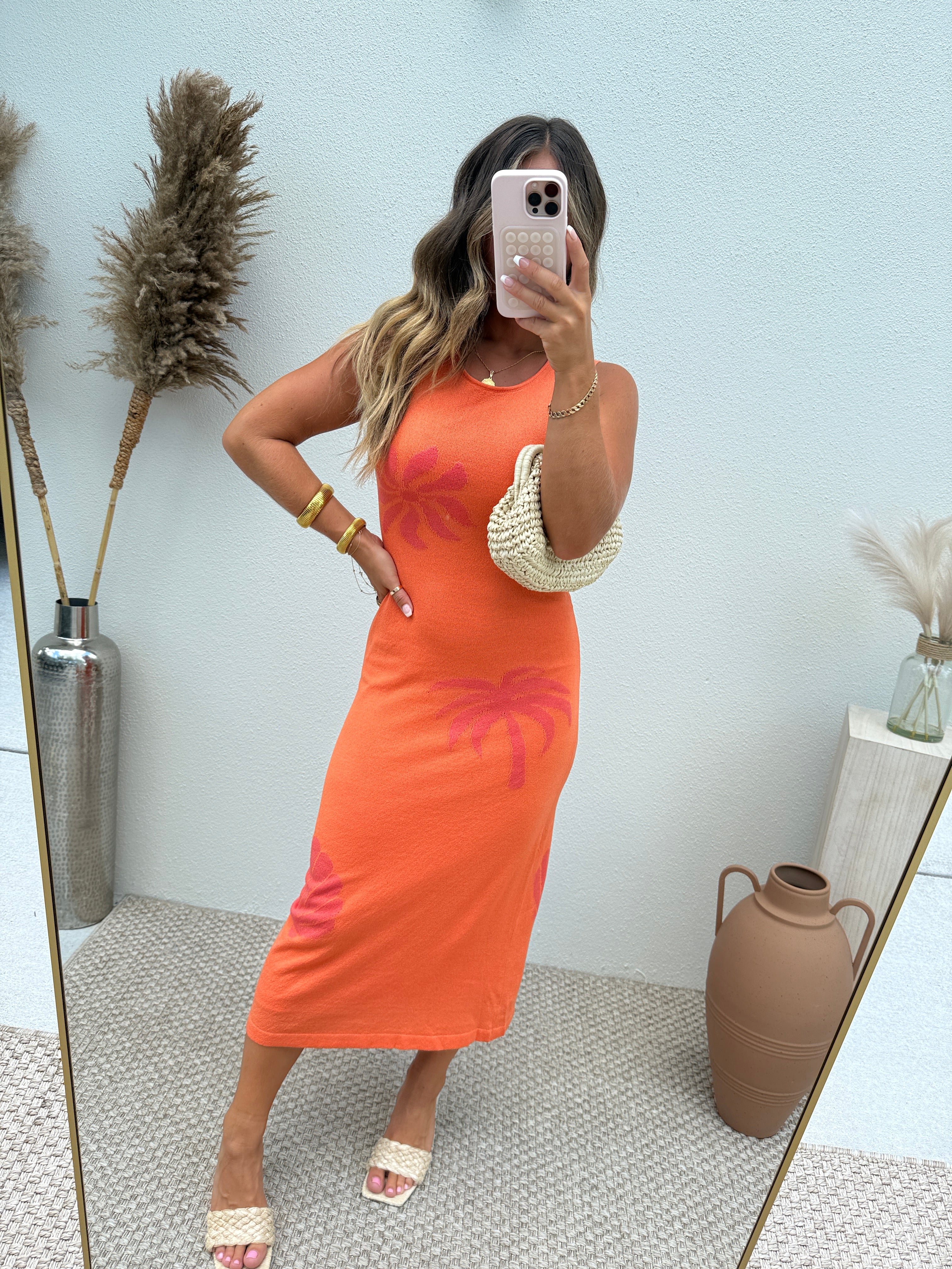 Tropical Sorbet Knit Midi Dress