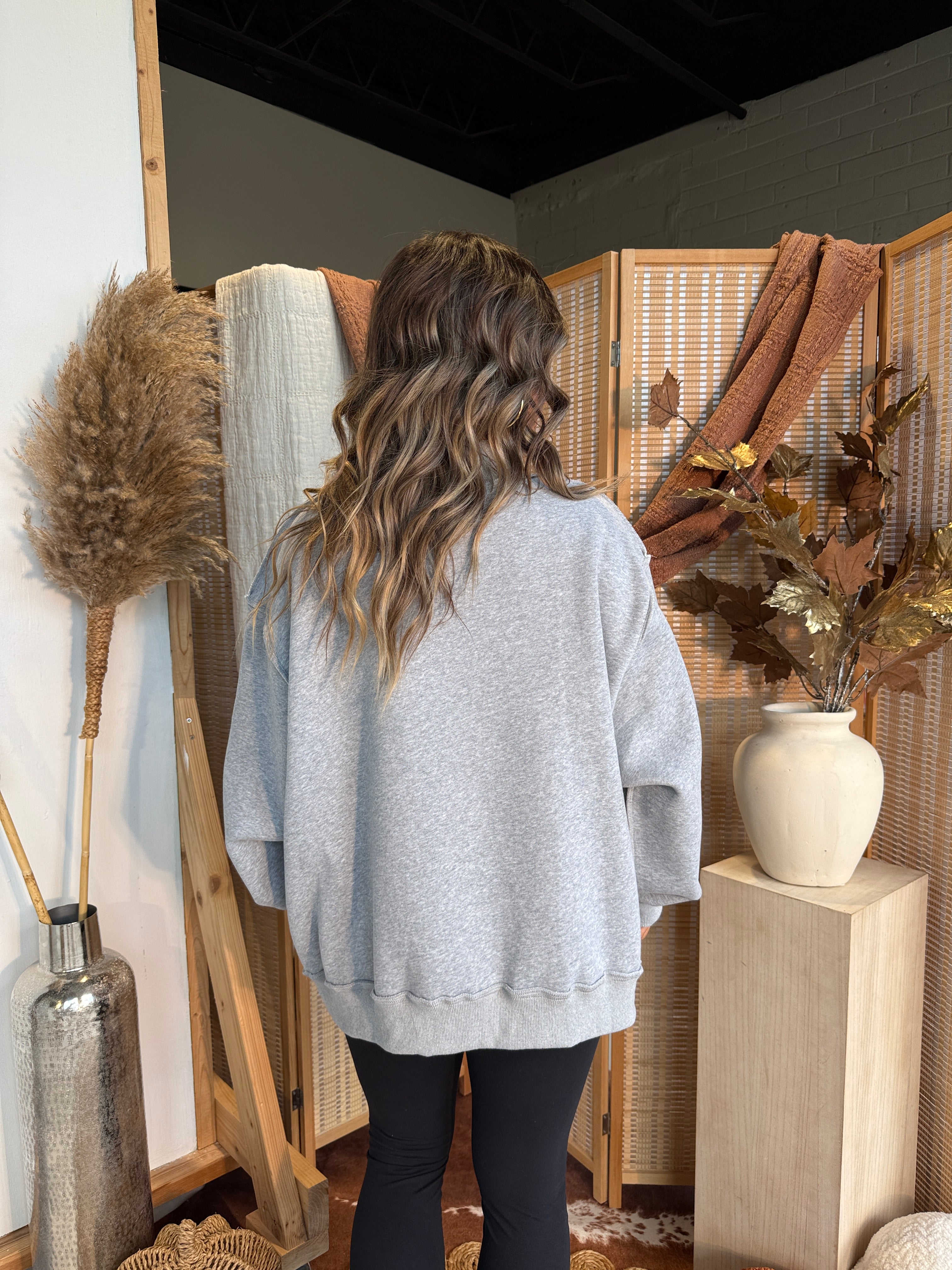 Football/Gameday Mock Neck Sweatshirt Grey