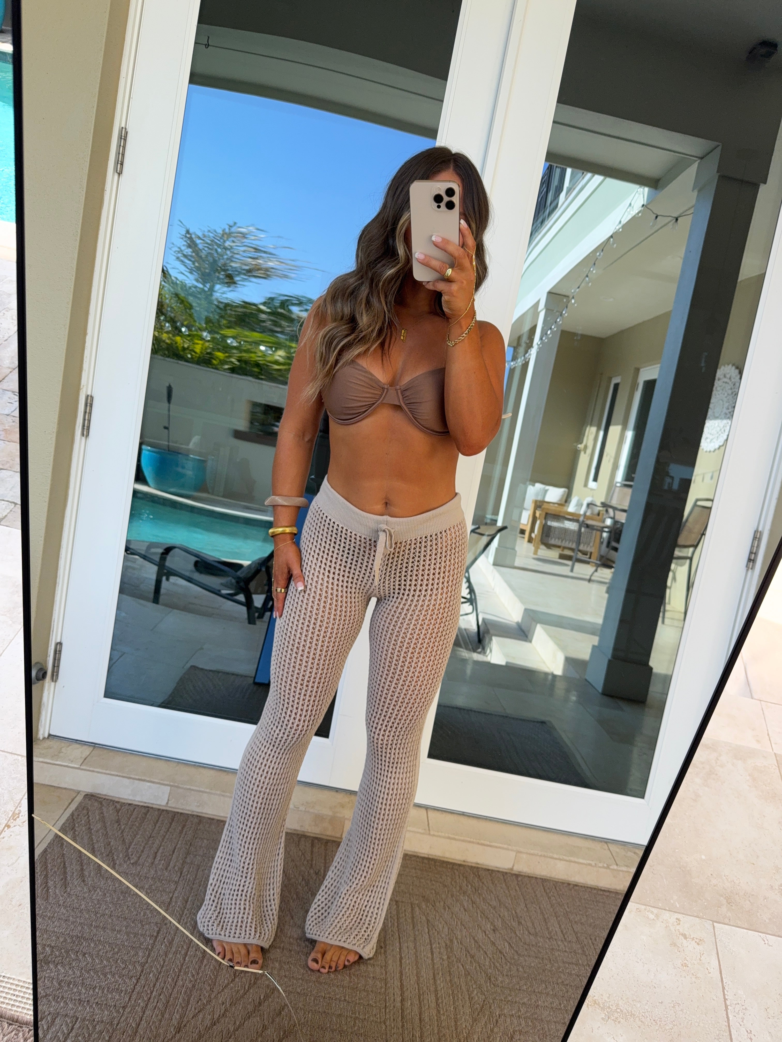 Shoreline Getaway Crochet Pants Beige