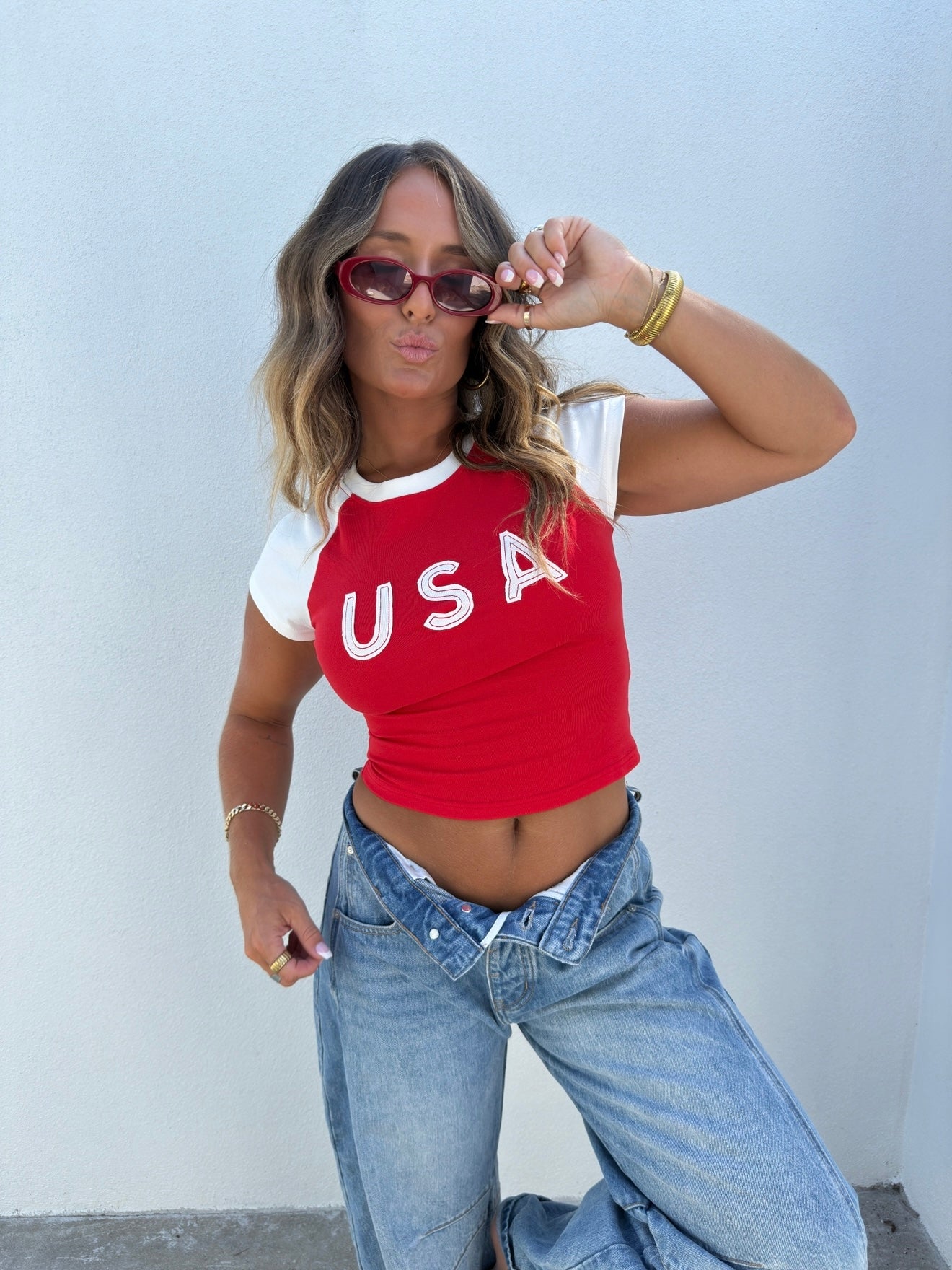 Team USA Baby Tee Red White