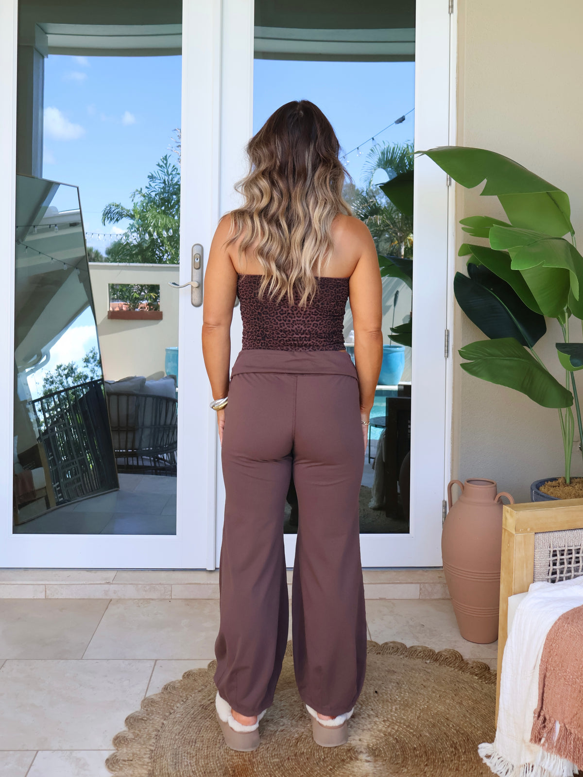 Maple Trail Bubble Hem Lounge Pants Brown