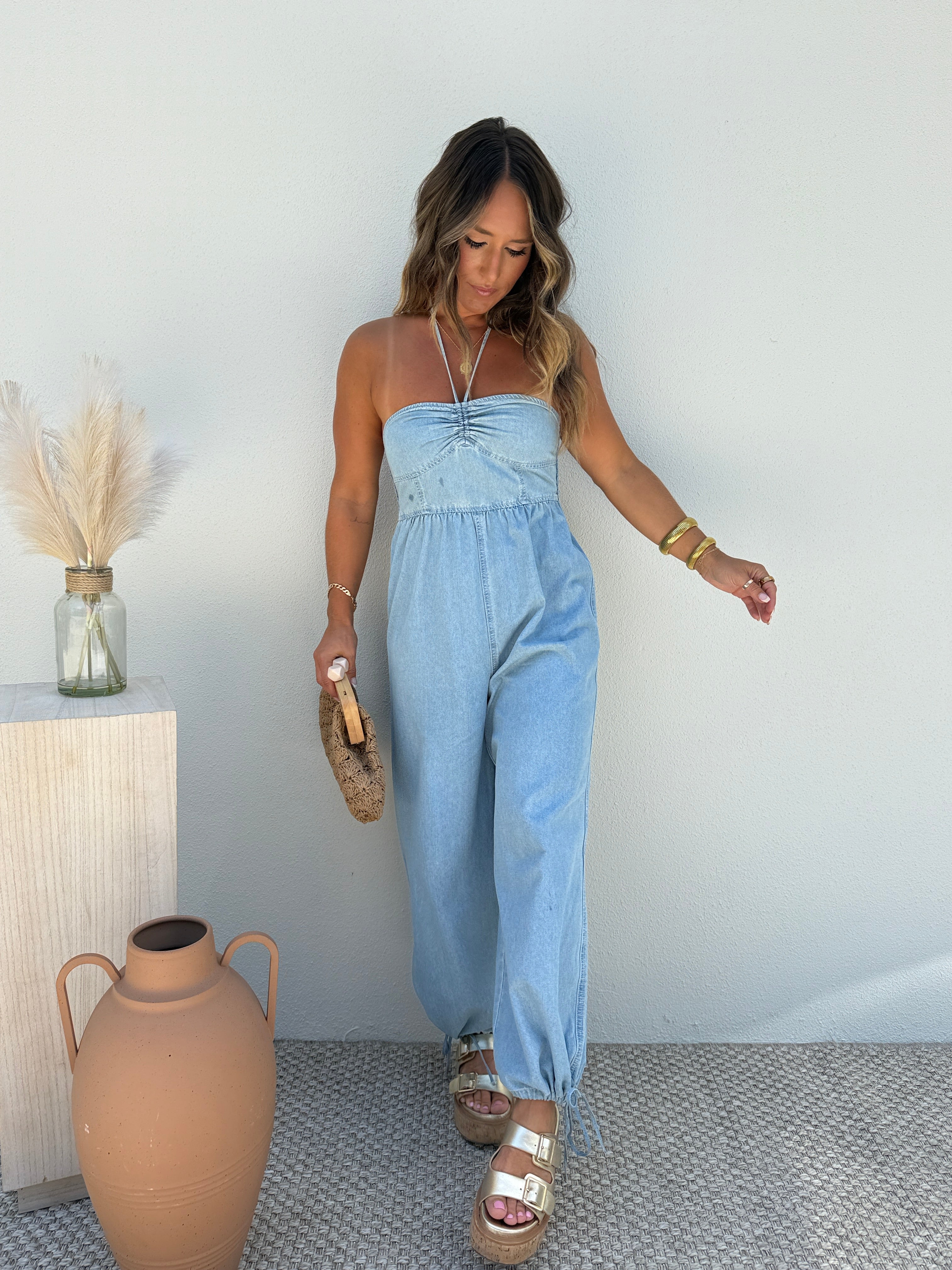 Jean Genie Halter Tencel Jumpsuit