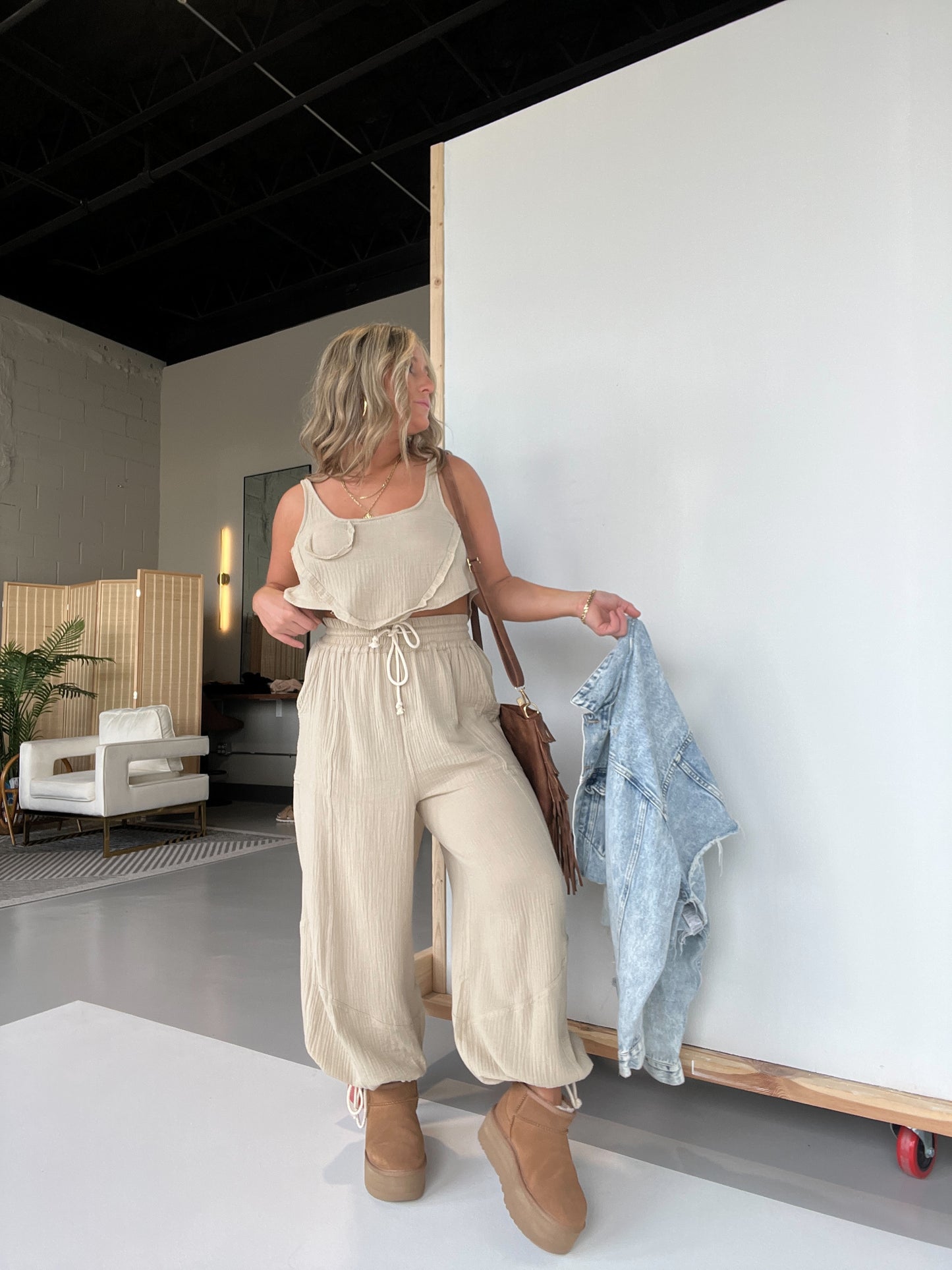 Taupe Never Ever Boho Gauze Set