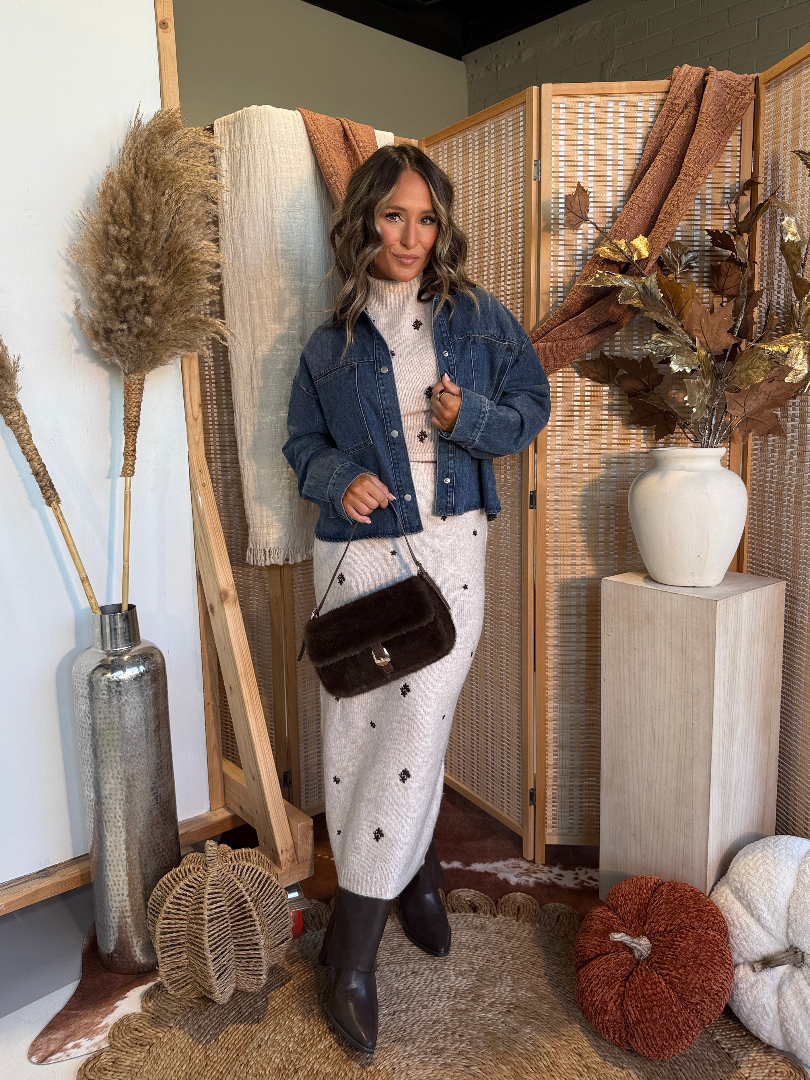 Graceful Timing Skirt Set Oatmeal