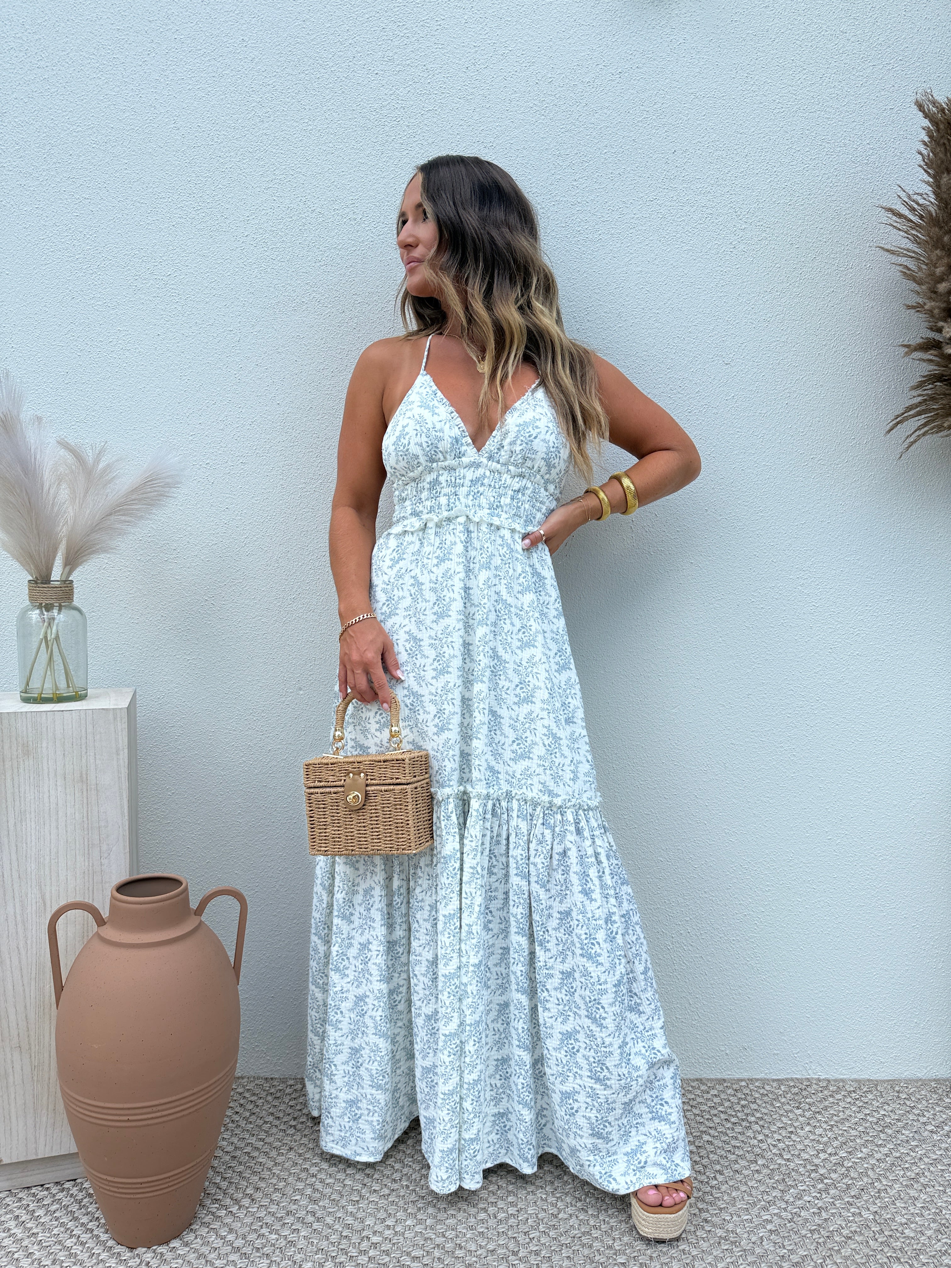 Eucalyptus Haze Maxi Dress Blue Multi
