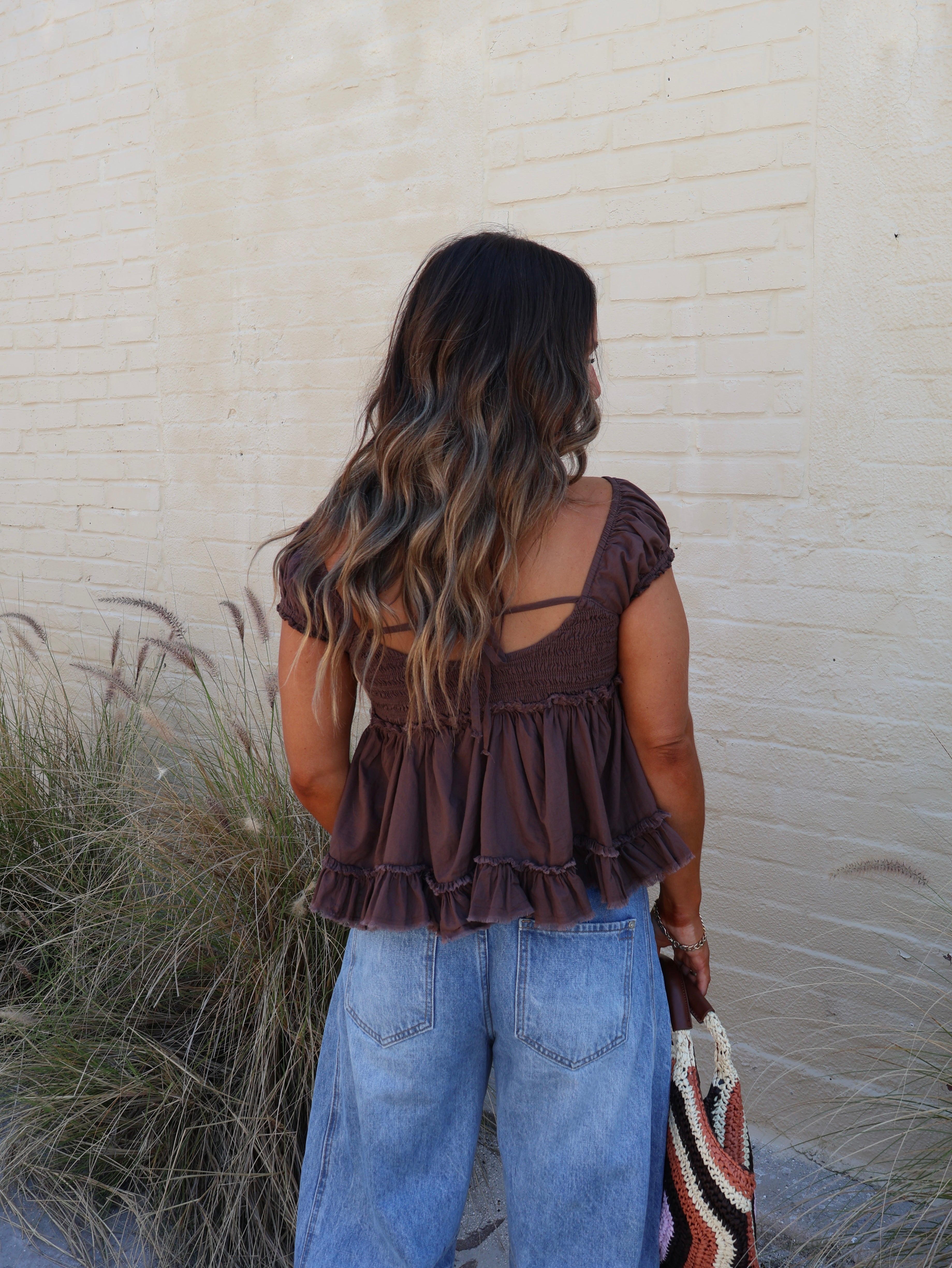 Aveline Babydoll Top Brown