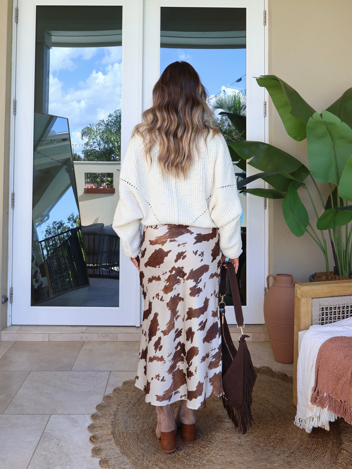 Western Muse Maxi Skirt Taupe Multi